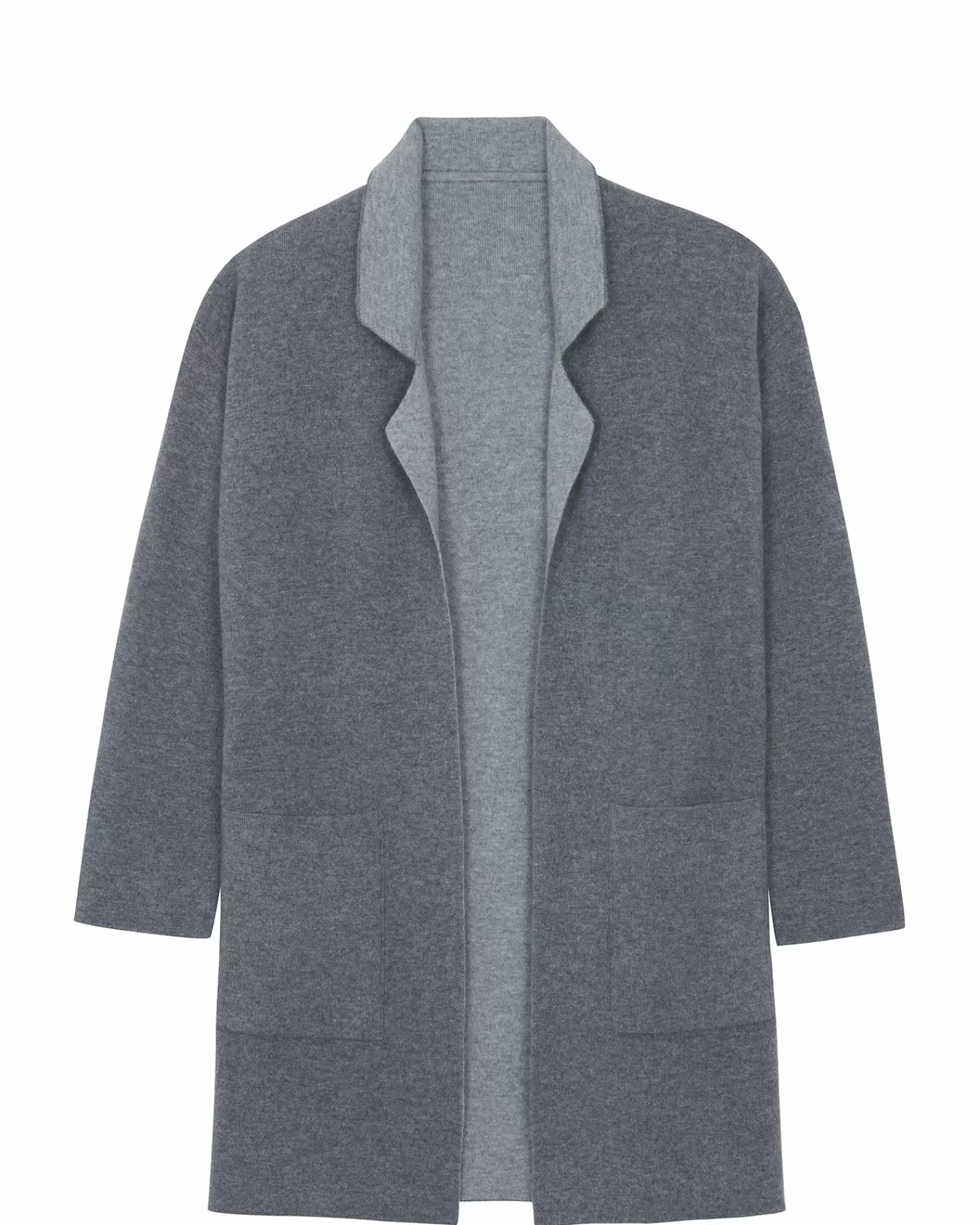 Kujten Coats>Double Sided Long Cashmere Blazer Jacket, 2-Threads Gris Flanelle