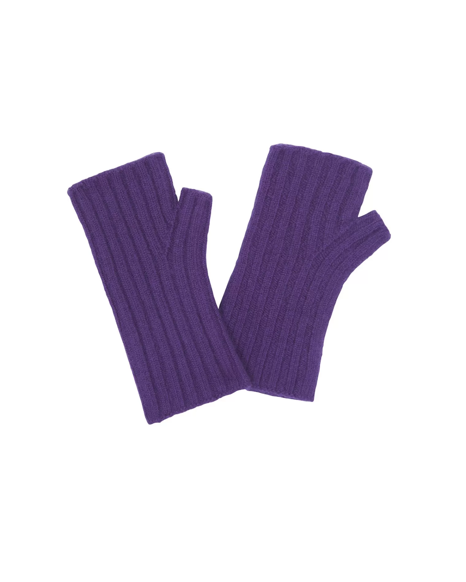 Kujten Gloves & Mittens>Flat Rib Cashmere Mittens, 2-Threads Deep Purple