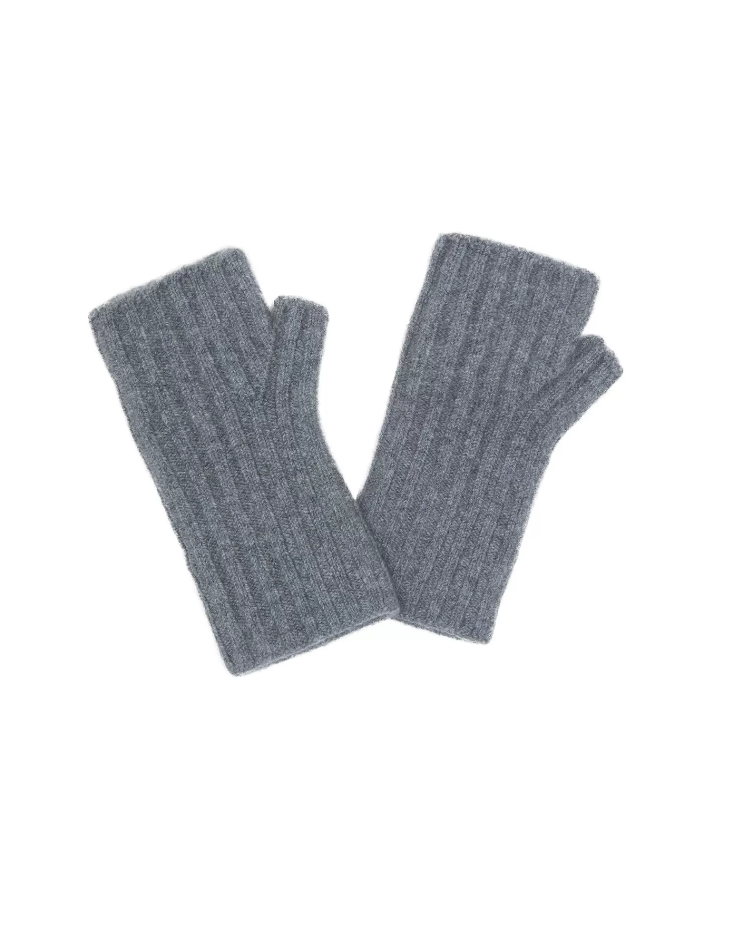 Kujten Gloves & Mittens>Flat Rib Cashmere Mittens, 2-Threads Gris Flanelle