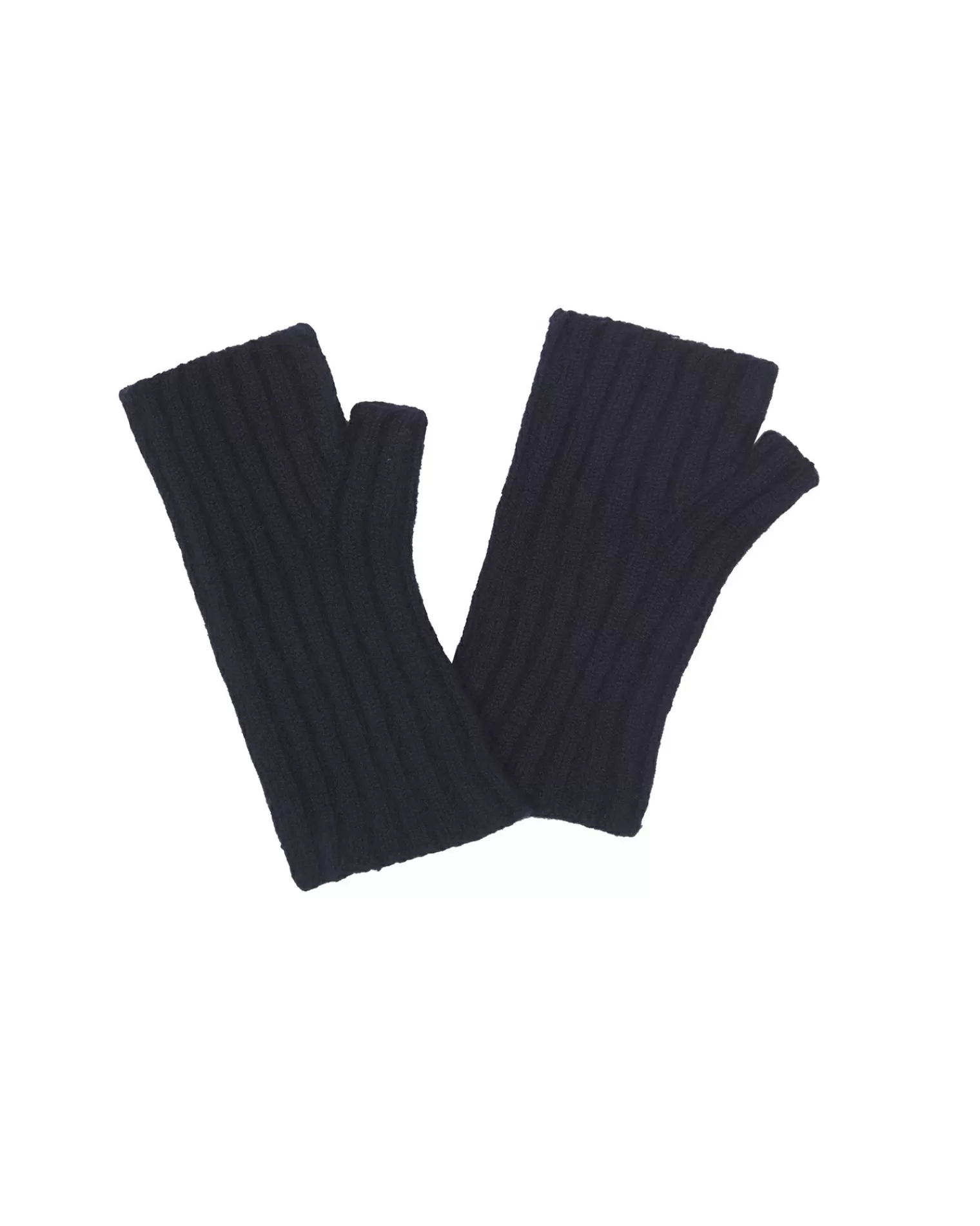 Kujten Gloves & Mittens>Flat Rib Cashmere Mittens, 2-Threads Bleu Marine Fonce