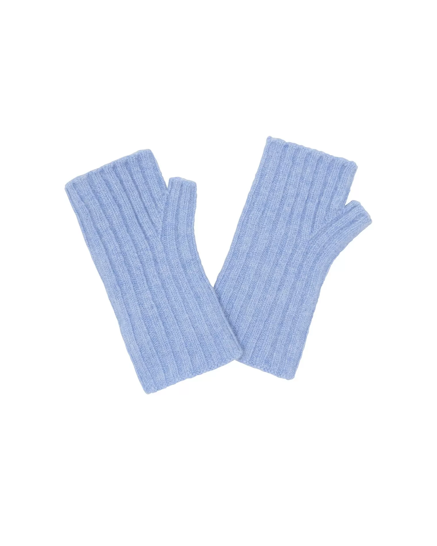 Kujten Gloves & Mittens>Flat Rib Cashmere Mittens, 2-Threads Bleu Jeans