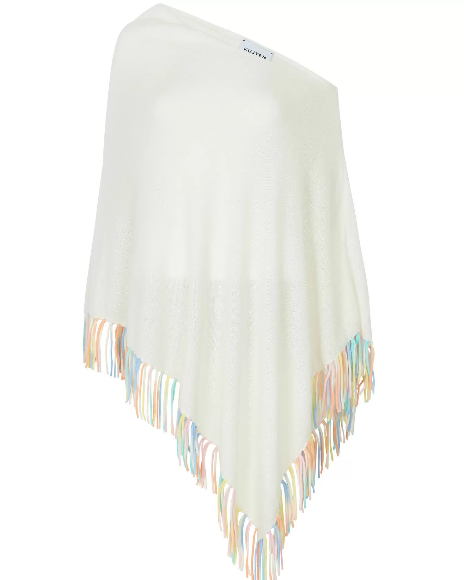 Kujten Capes & Ponchos>Fringed Cashmere Poncho Blanc