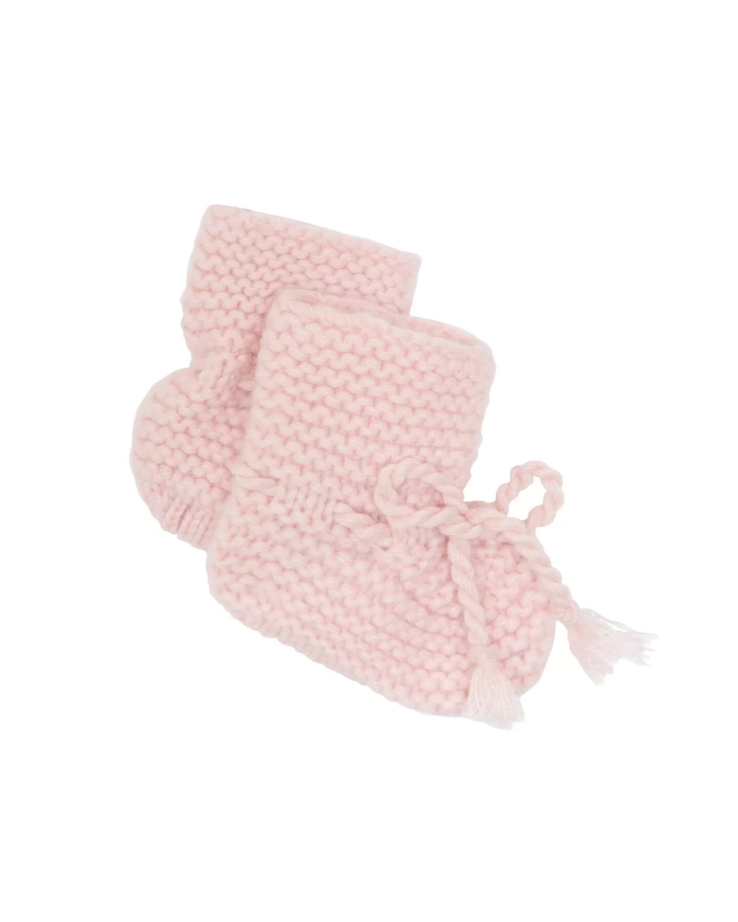 Kujten Baby>Garter Stitched Baby Cashmere Booties Rose Pale