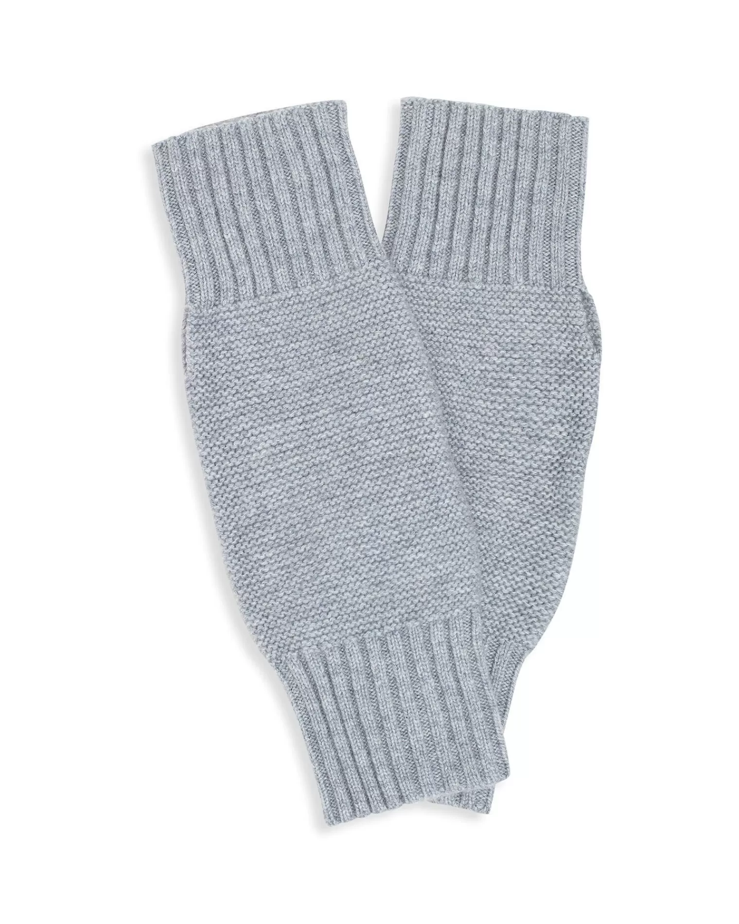 Kujten Gloves & Mittens>Garter Stitched Cashmere Mittens Gris Chine