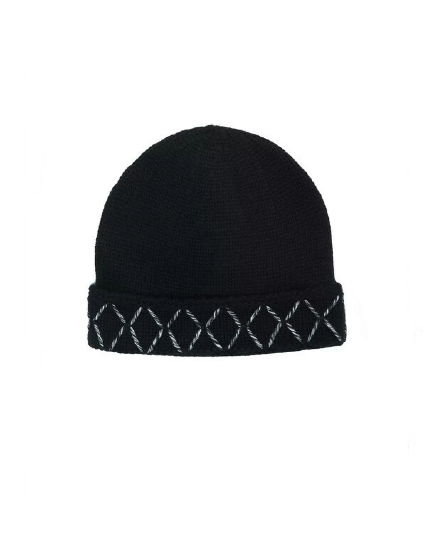 Kujten Hats & Headbands>Hand Embroidered Cashmere Beanie Noir