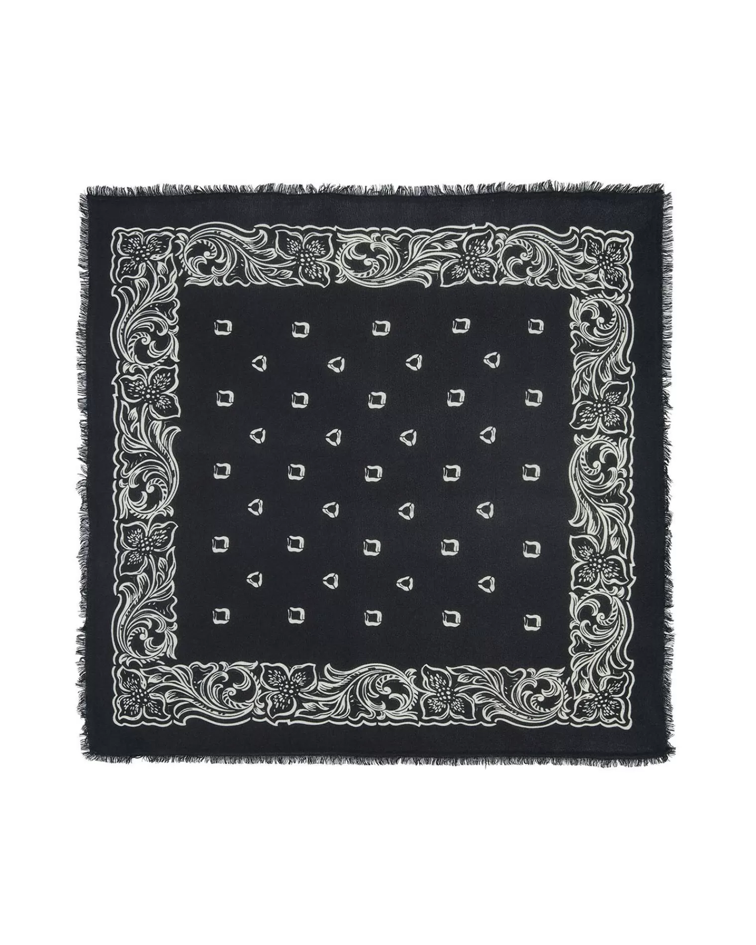 Kujten Scarves & Snoods>Hawaien Pattern Cashmere Bandana, 2-Threads Noir