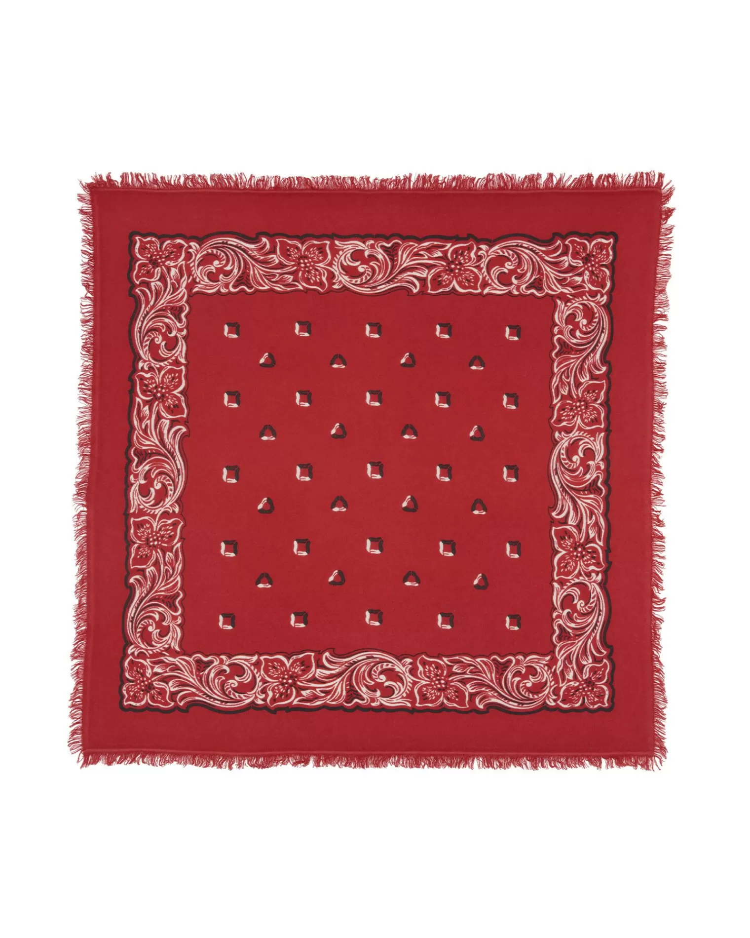 Kujten Scarves & Snoods>Hawaien Pattern Cashmere Bandana, 2-Threads Rouge