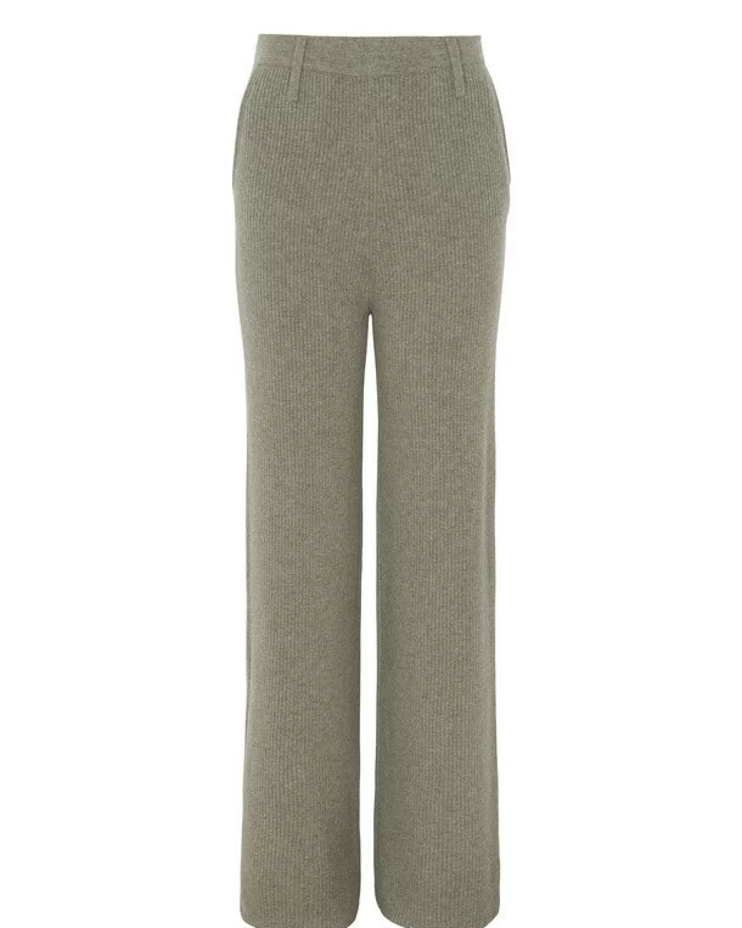 Kujten Pants & Shorts>High Waist Cashmere Pants Kaki Chine