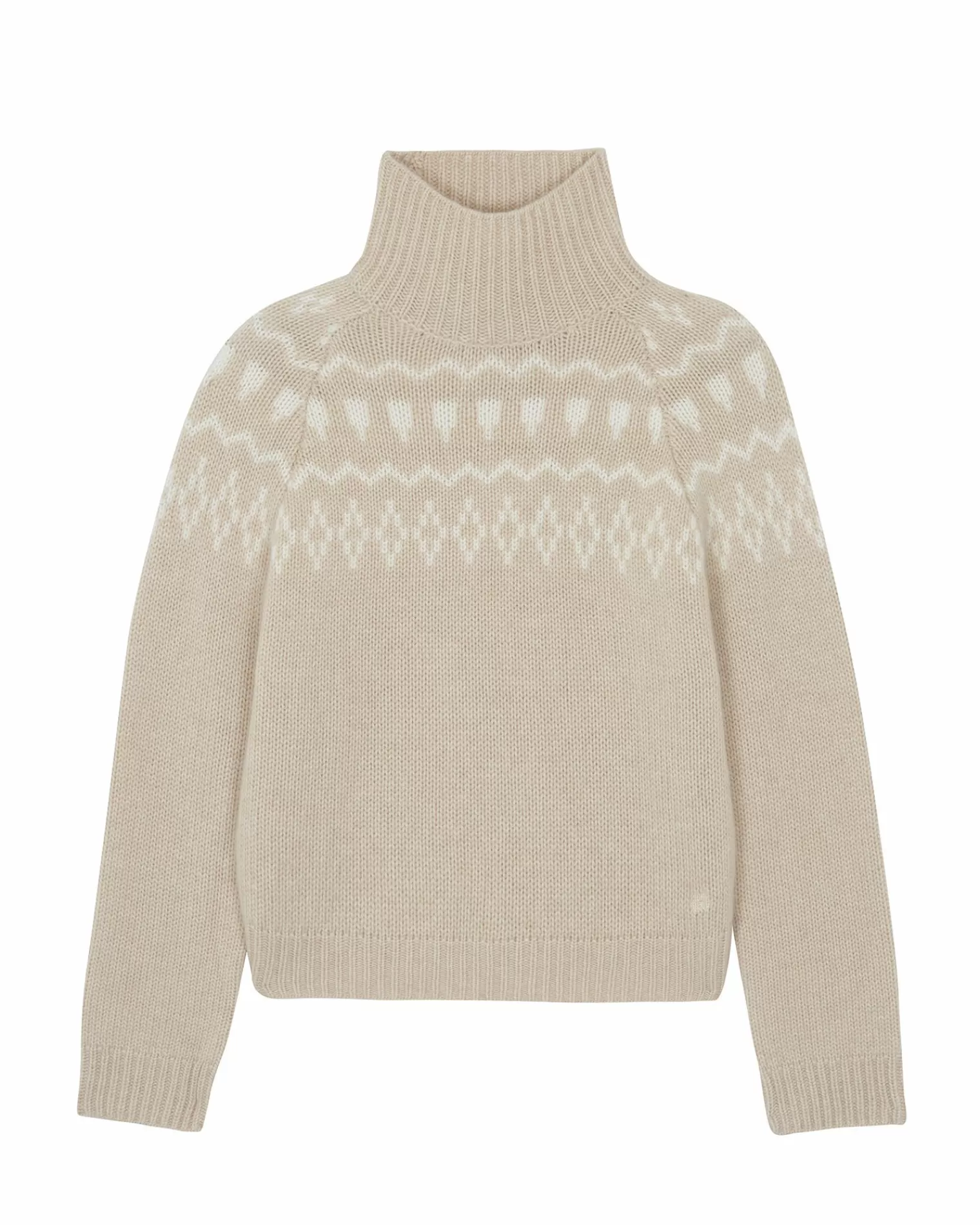 Kujten Sweaters & Sweatshirts>Jacquard Chimney Neck Cashmere Sweater, 4-Threads Organique