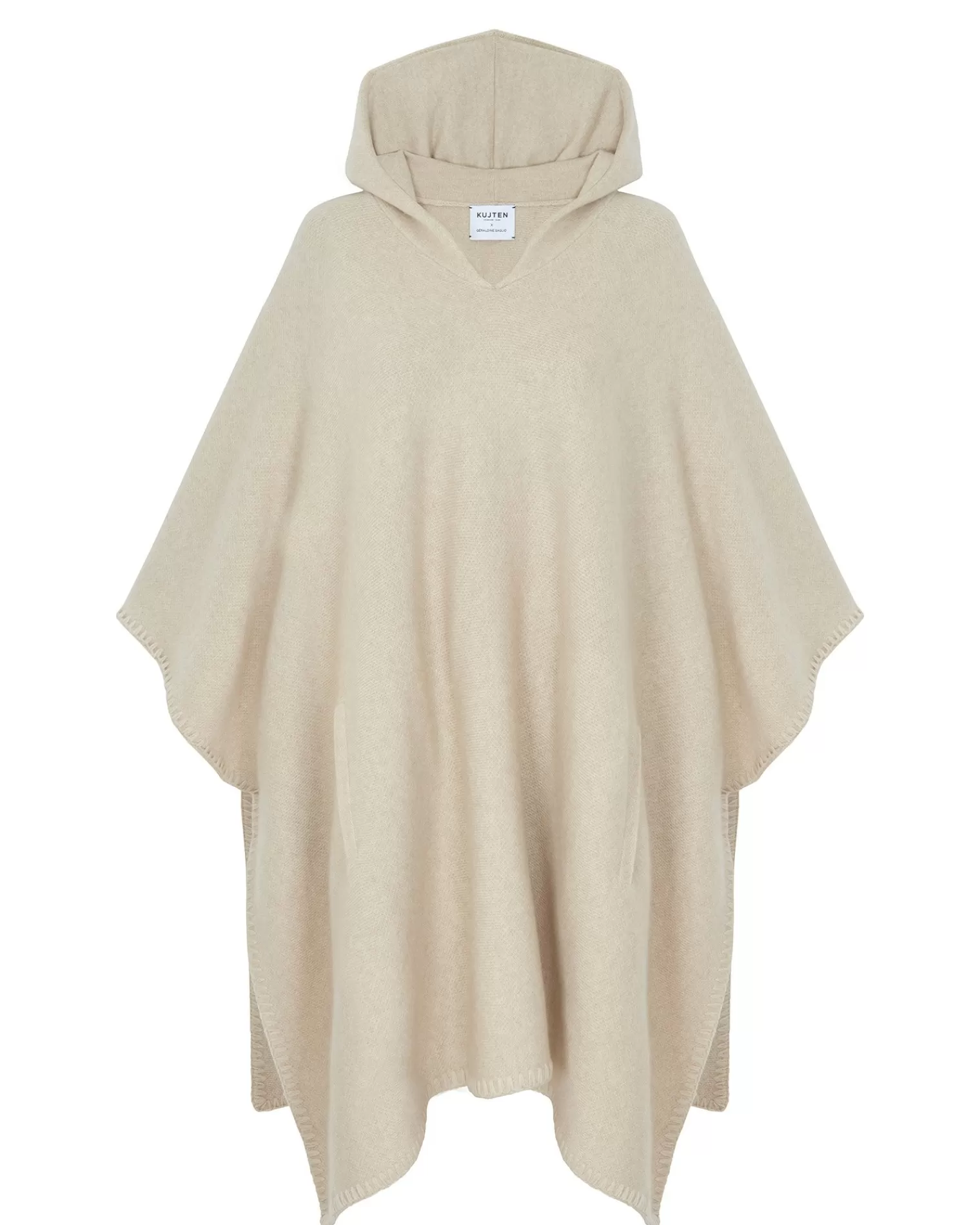 Kujten Capes & Ponchos>Jacquard Hooded Cashmere Poncho, 4-Threads Organique