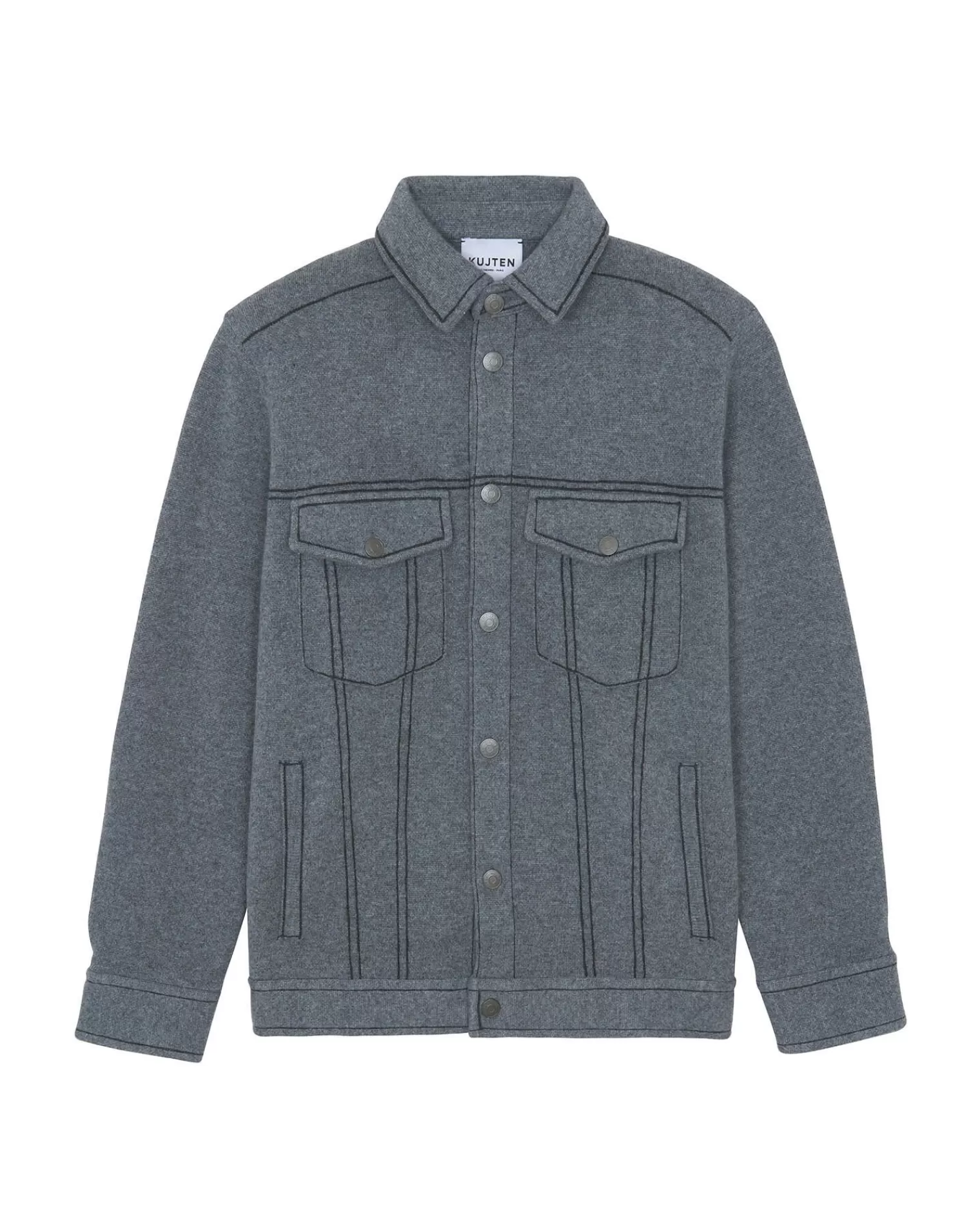 Kujten Jackets & Vests>Jacquard Men Cashmere Jacket, 4-Threads Gris Flanelle