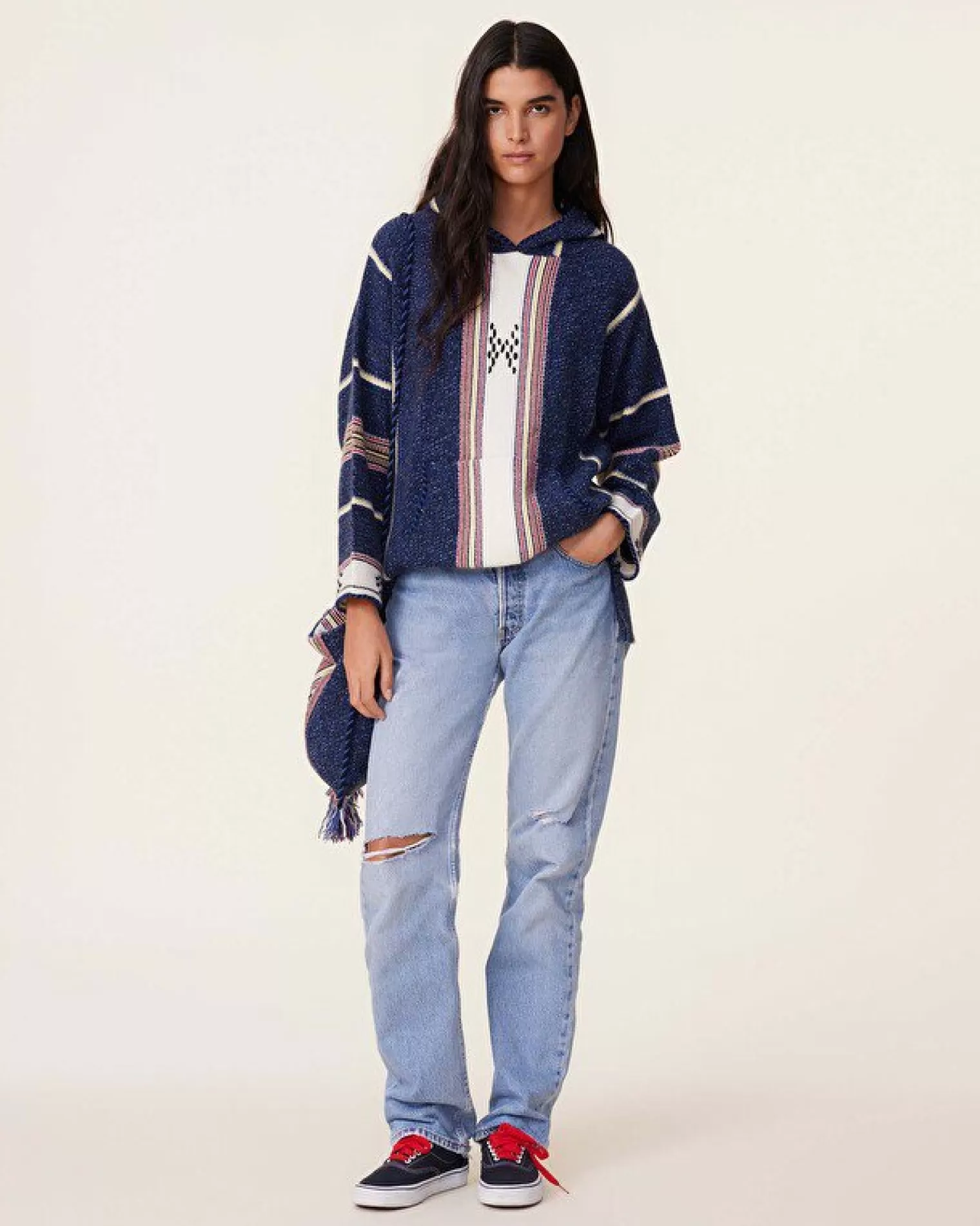 Kujten Hoodies>Jacquard Oversized Cashmere Hoodie, 6-Threads Bleu Indigo