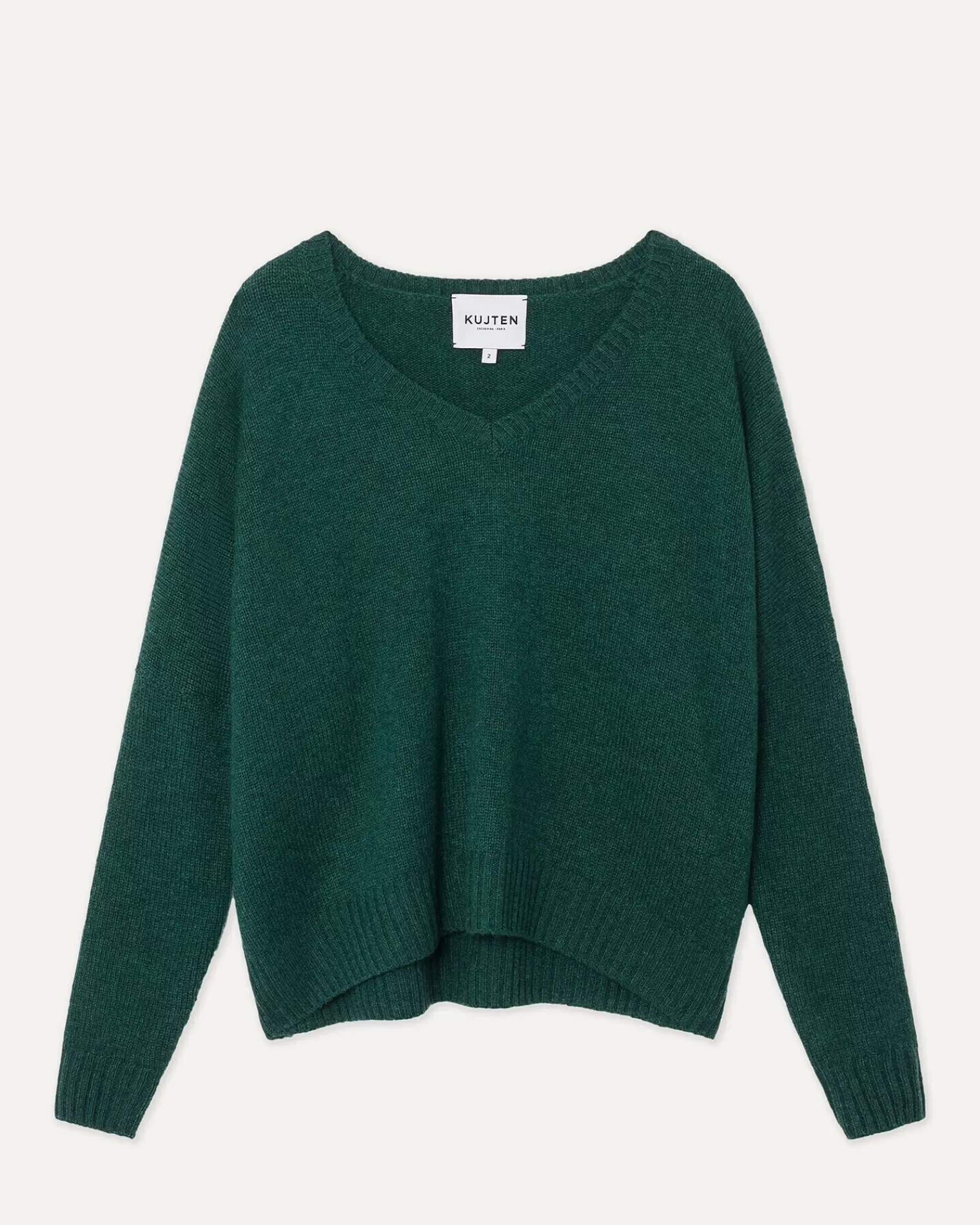 Kujten Sweaters & Sweatshirts>Jersey Oversize V-Neck Cashmere Sweater Vert Bouteille