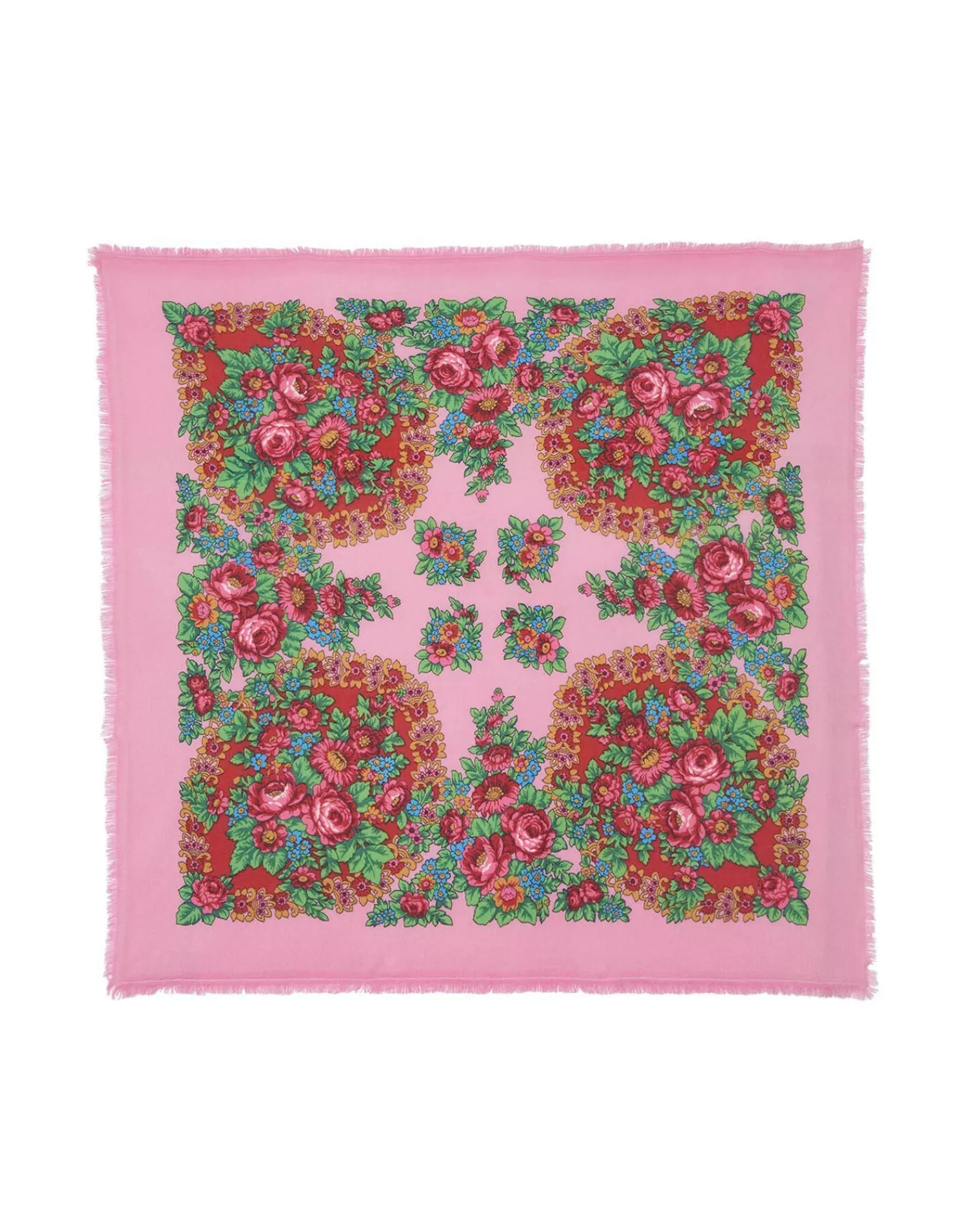 Kujten Bandanas>Large Cashmere Bandana, 2-Threads Candy Pink