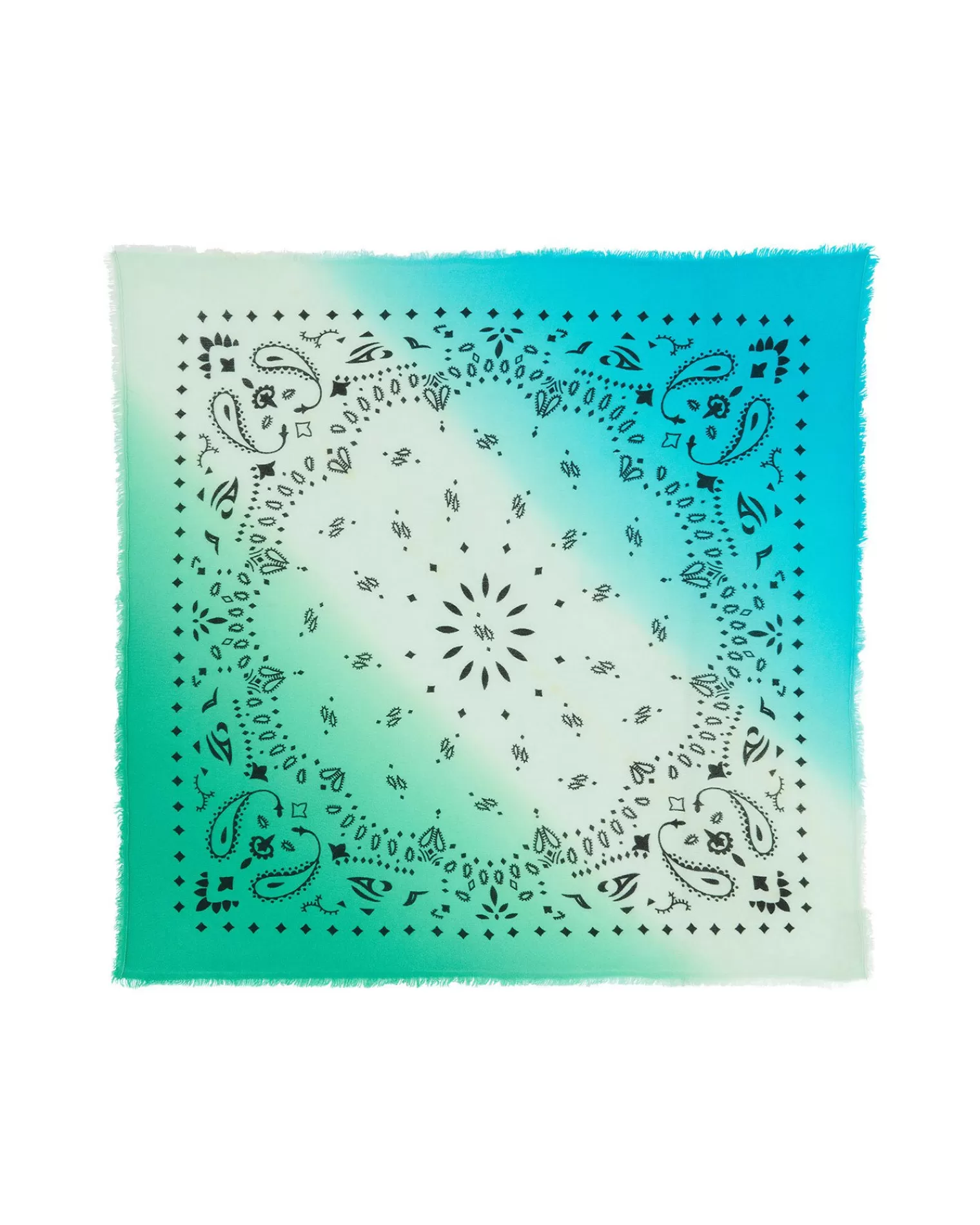 Kujten Bandanas>Large Dip Dye Cashmere Bandana Jade