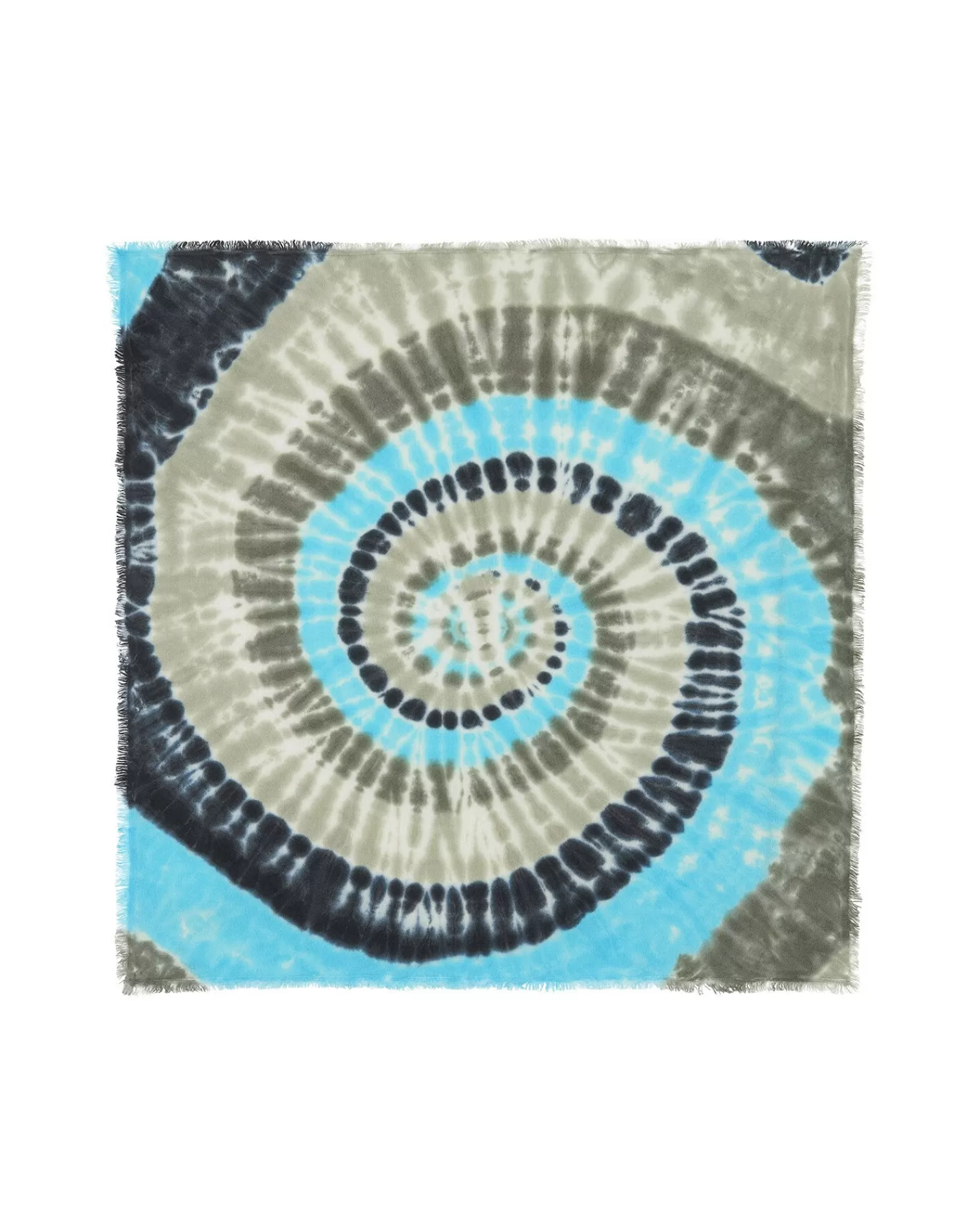 Kujten Bandanas>Large Printed Cashmere Bandana Bleu Turquoise