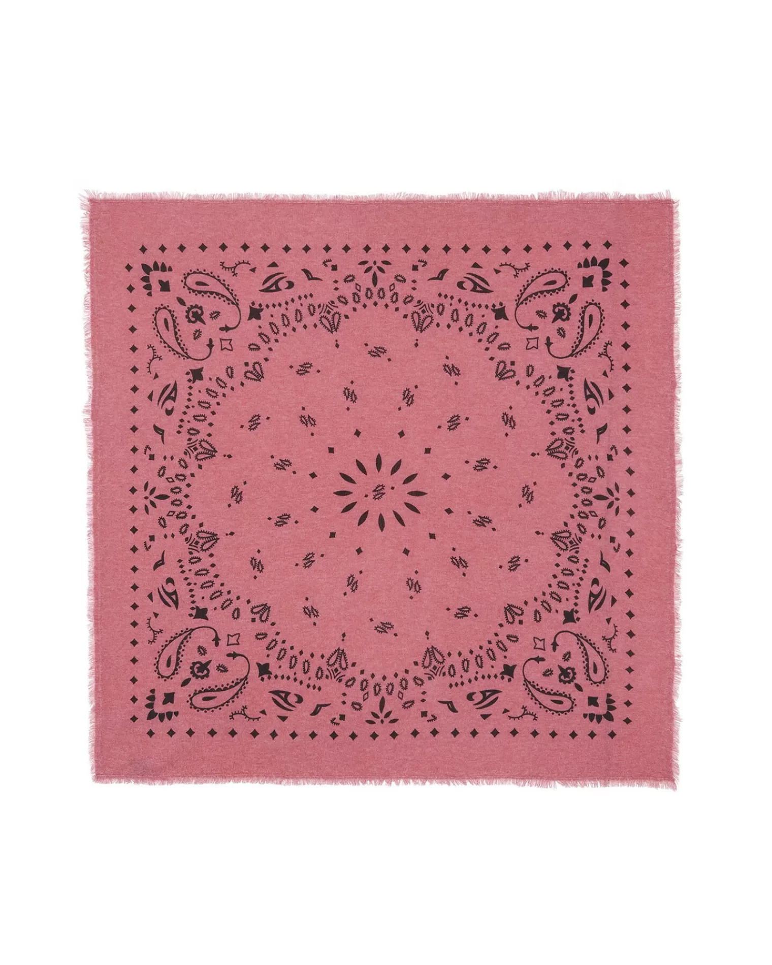 Kujten Bandanas>Large Printed Cashmere Bandana Rose Chine