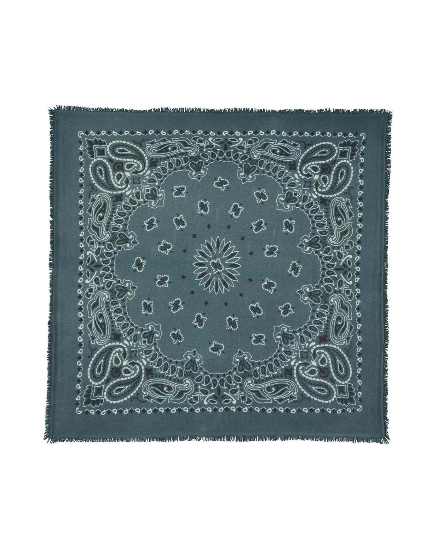 Kujten Bandanas>Large Printed Cashmere Bandana, 2-Threads Vert Foret