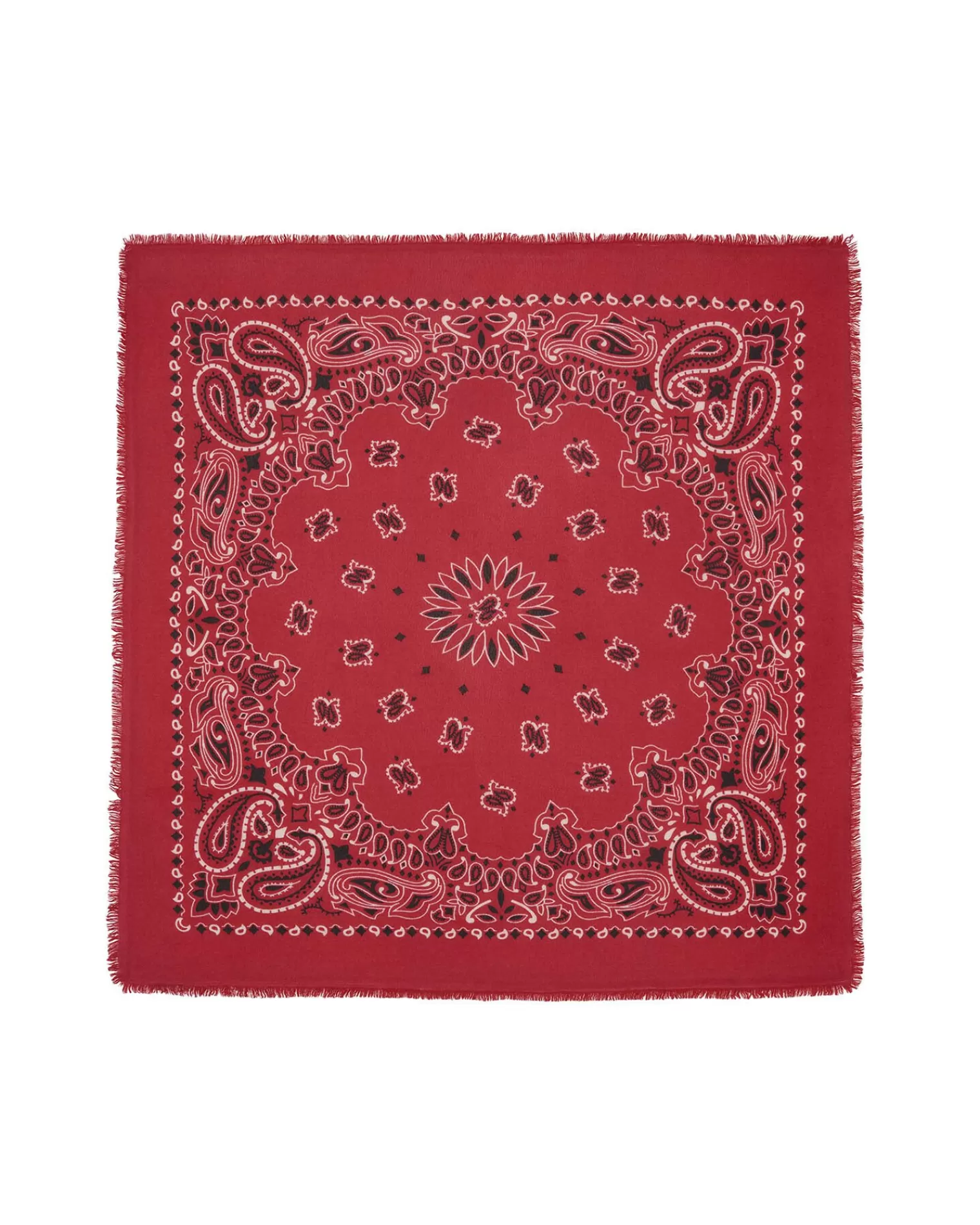 Kujten Bandanas>Large Printed Cashmere Bandana, 2-Threads Rouge