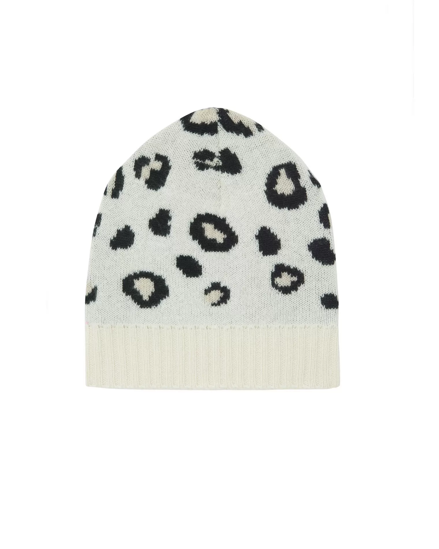 Kujten Hats & Headbands>Leopard Print Cashmere Beanie Blanc Vintage