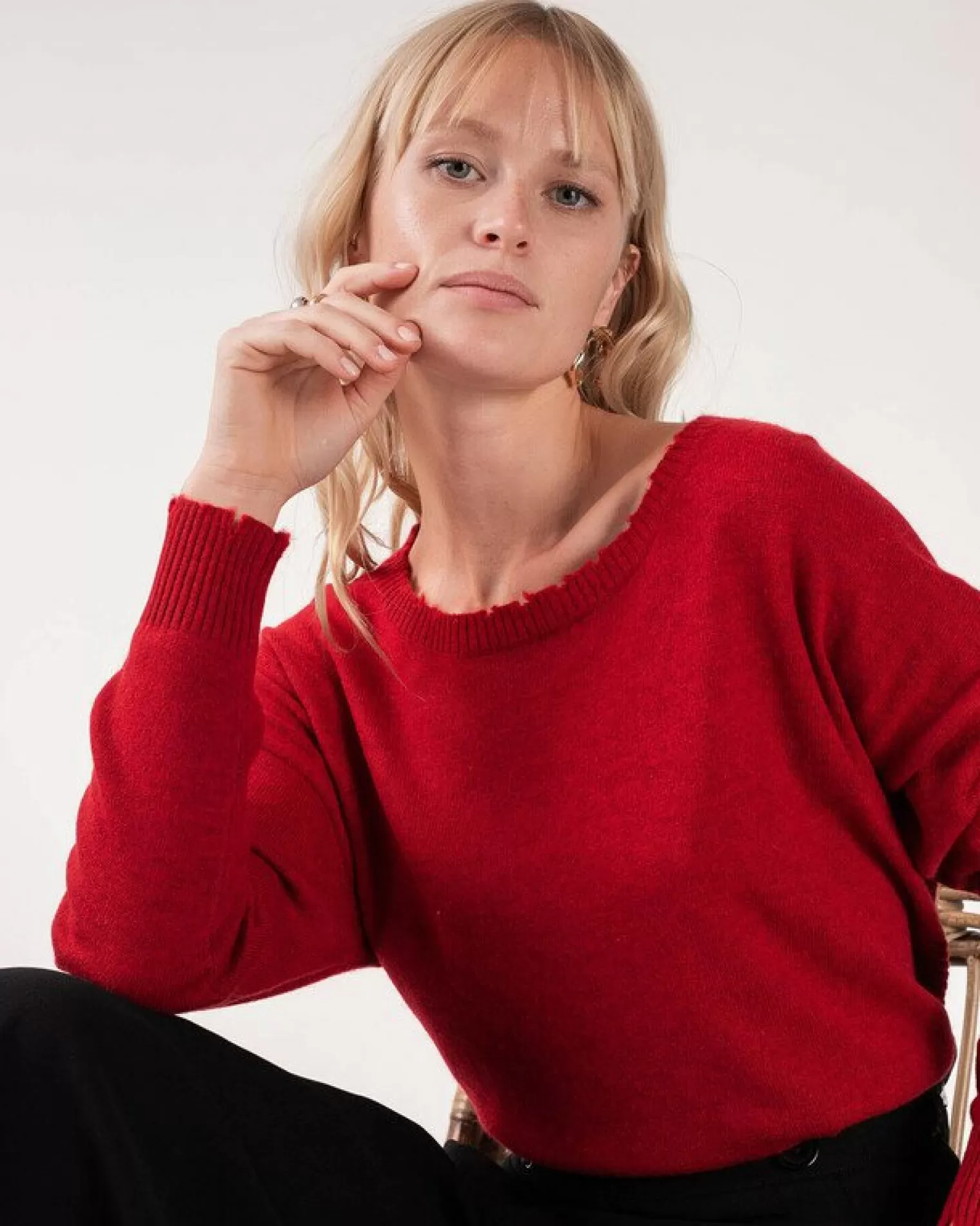 Kujten Sweaters & Sweatshirts>Liquette Round Neck Cashmere Sweater Rouge Brique