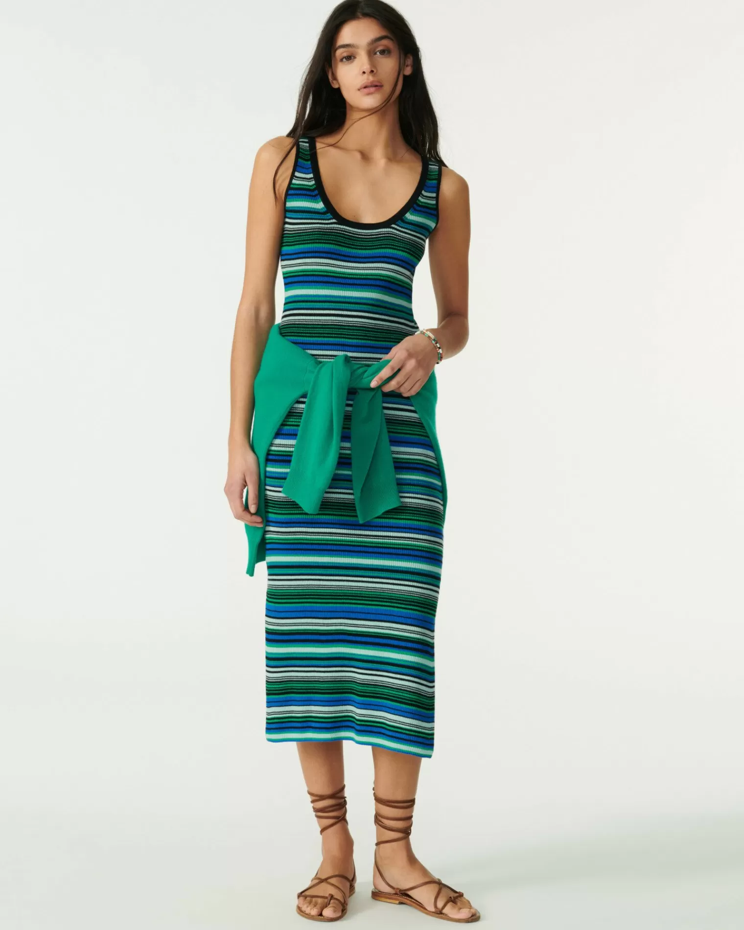 Kujten Dresses & Skirts>Long Silk-Cashmere Tank Dress Vert Jade