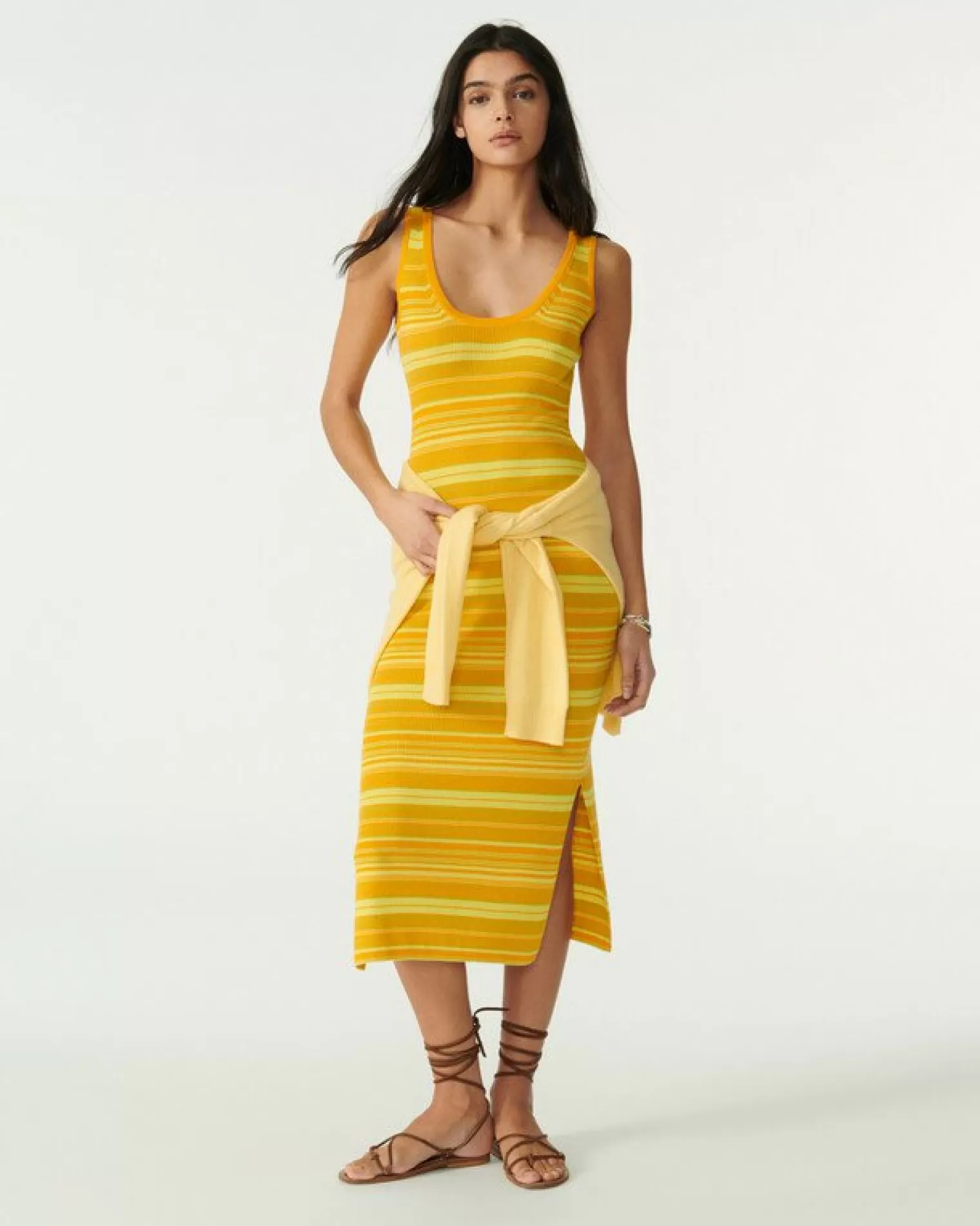 Kujten Dresses & Skirts>Long Silk-Cashmere Tank Dress Marigold