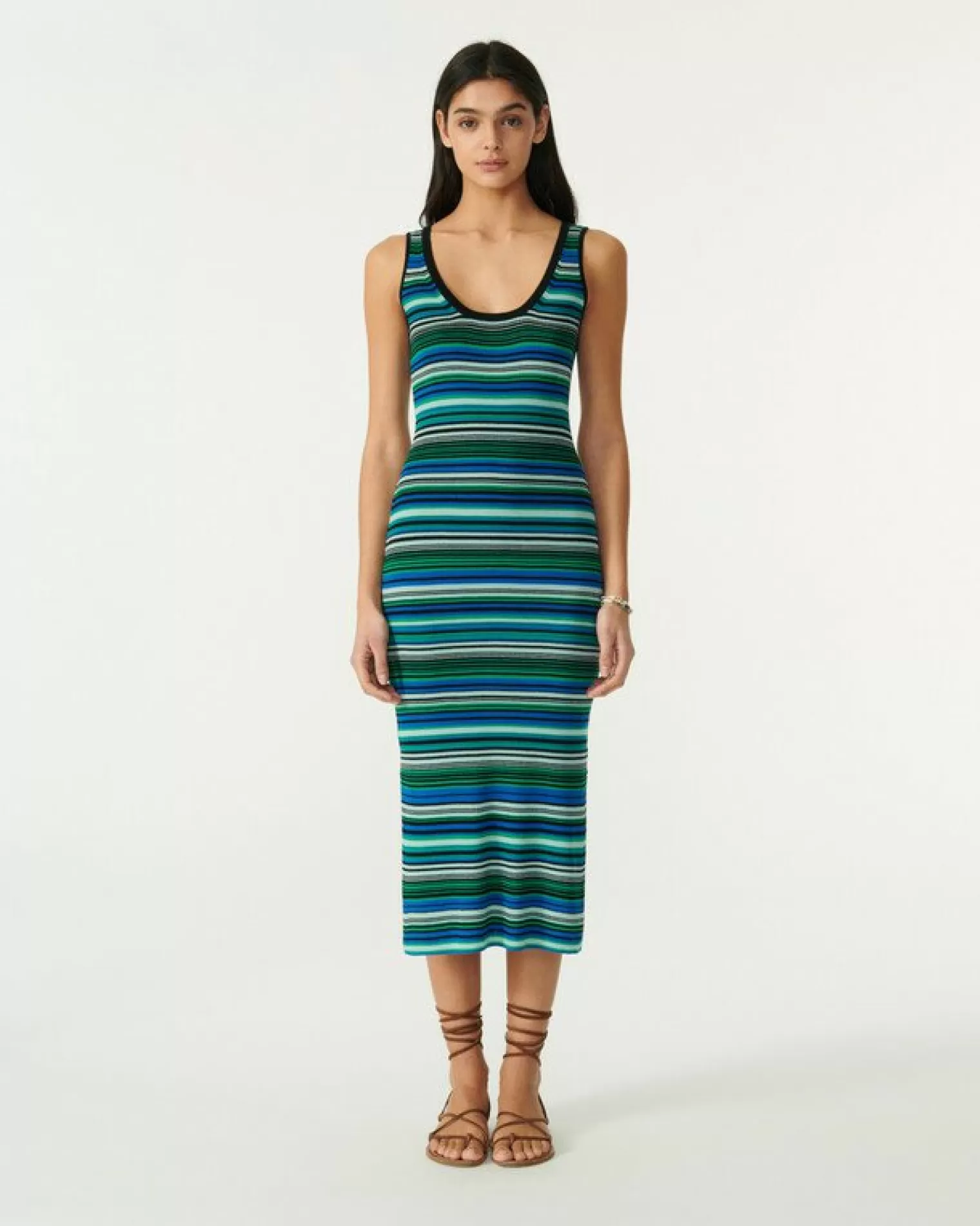 Kujten Dresses & Skirts>Long Silk-Cashmere Tank Dress Vert Jade