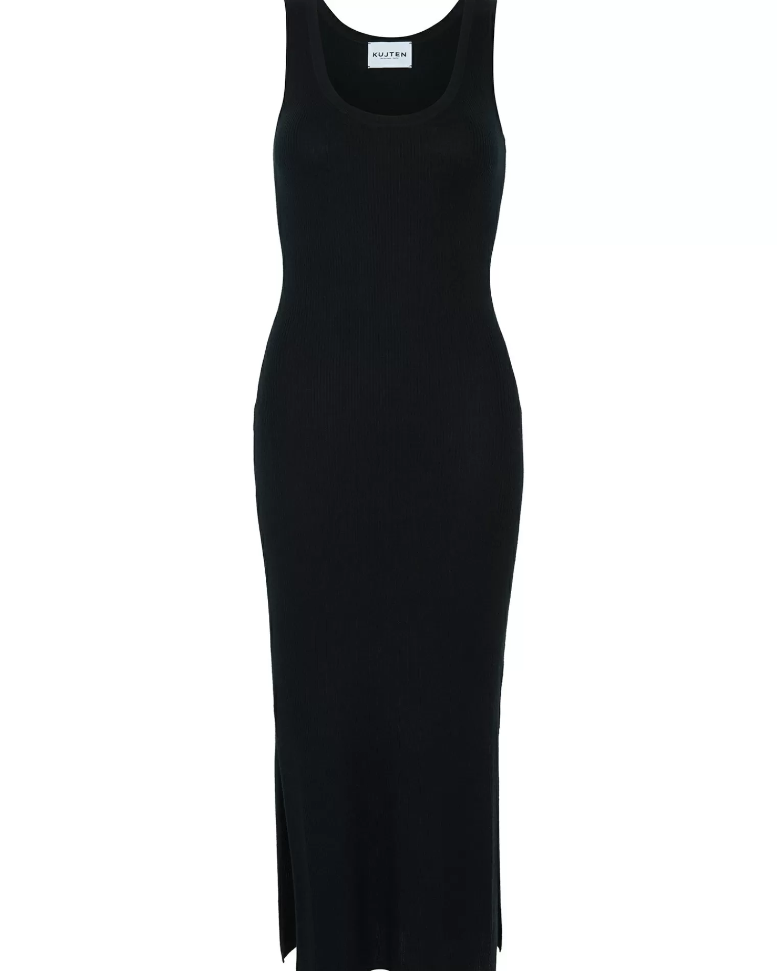 Kujten Dresses & Skirts>Long Silk-Cashmere Tank Top Dress Noir