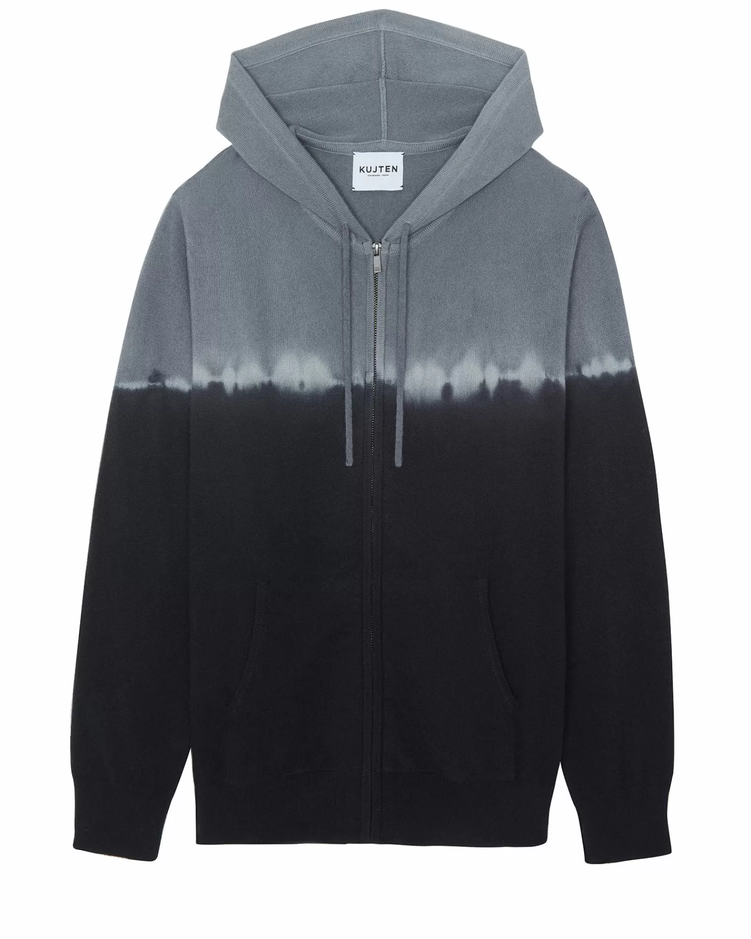 Kujten Hoodies>Long Sleeve Hooded Zipped Vest Gris Flanelle