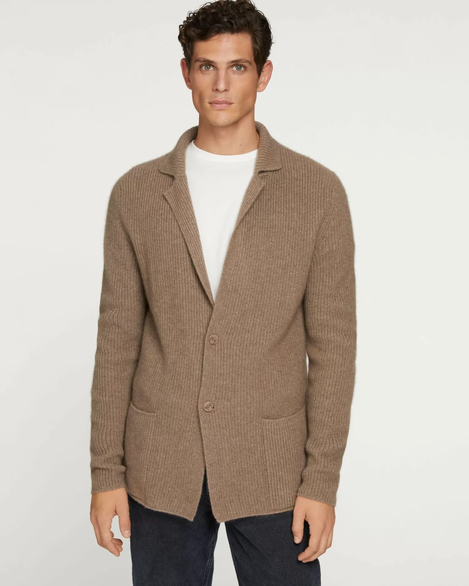 Kujten Jackets & Vests>Long Sleeves Blazer Cashmere Cardigan Beige Taupe