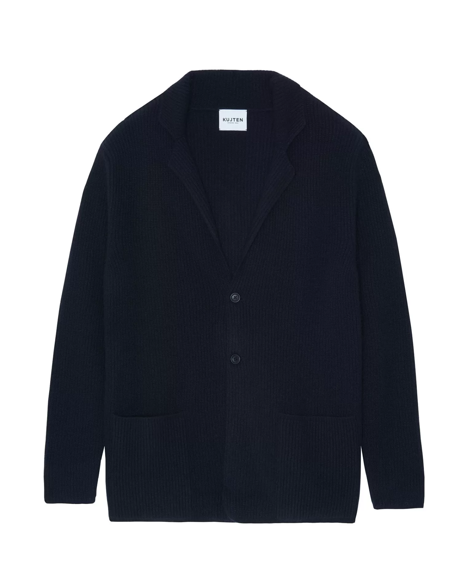 Kujten Jackets & Vests>Long Sleeves Blazer Cashmere Cardigan, 4-Threads Bleu Marine Fonce