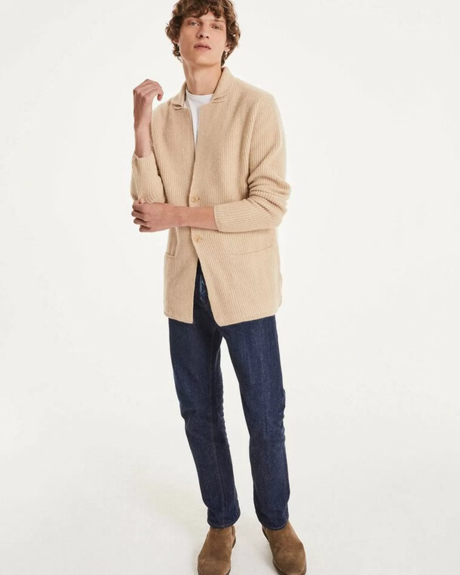 Kujten Jackets & Vests>Long Sleeves Cashmere Blazer Cardigan Organique