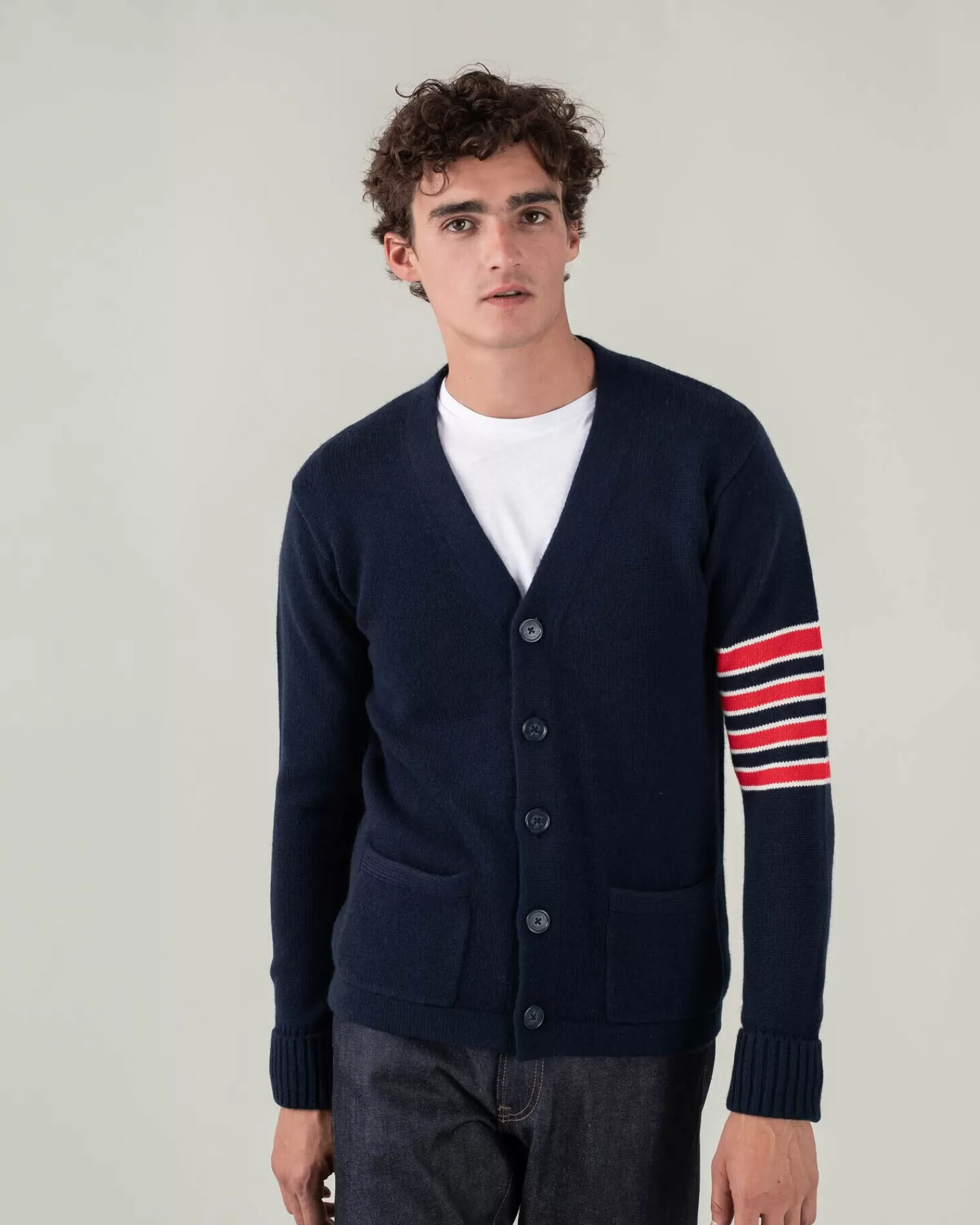 Kujten Jackets & Vests>Long Sleeves Cashmere Cardigan Bleu Marine Fonce