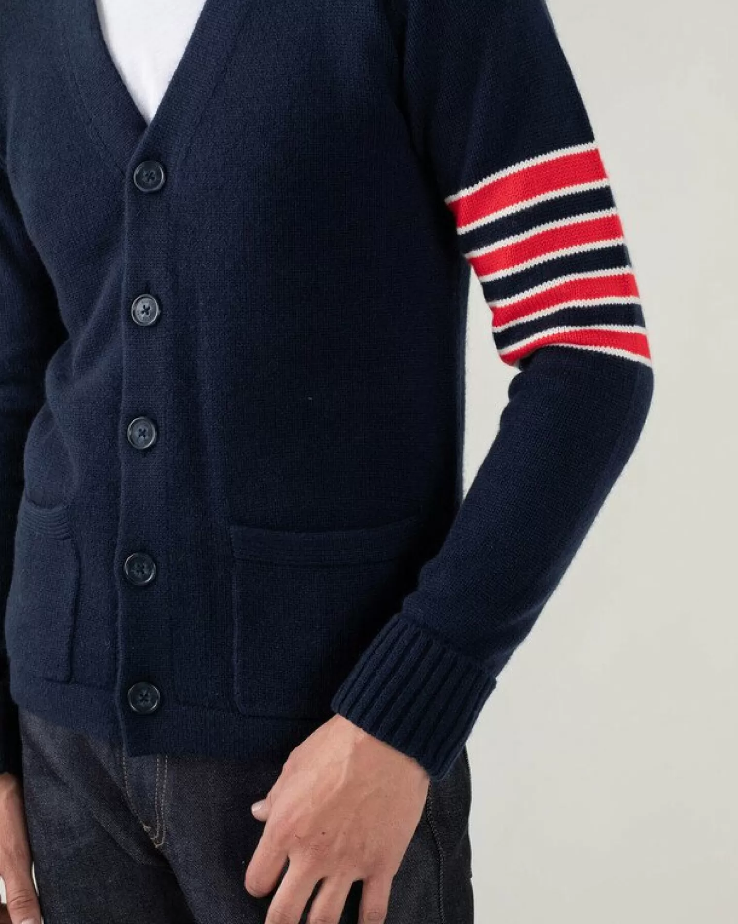 Kujten Jackets & Vests>Long Sleeves Cashmere Cardigan Bleu Marine Fonce