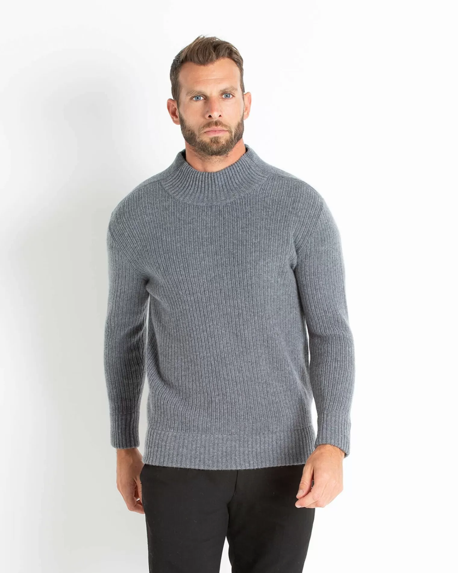 Kujten Sweaters & Sweatshirts>Long Sleeves Cashmere Sweater Gris Flanelle