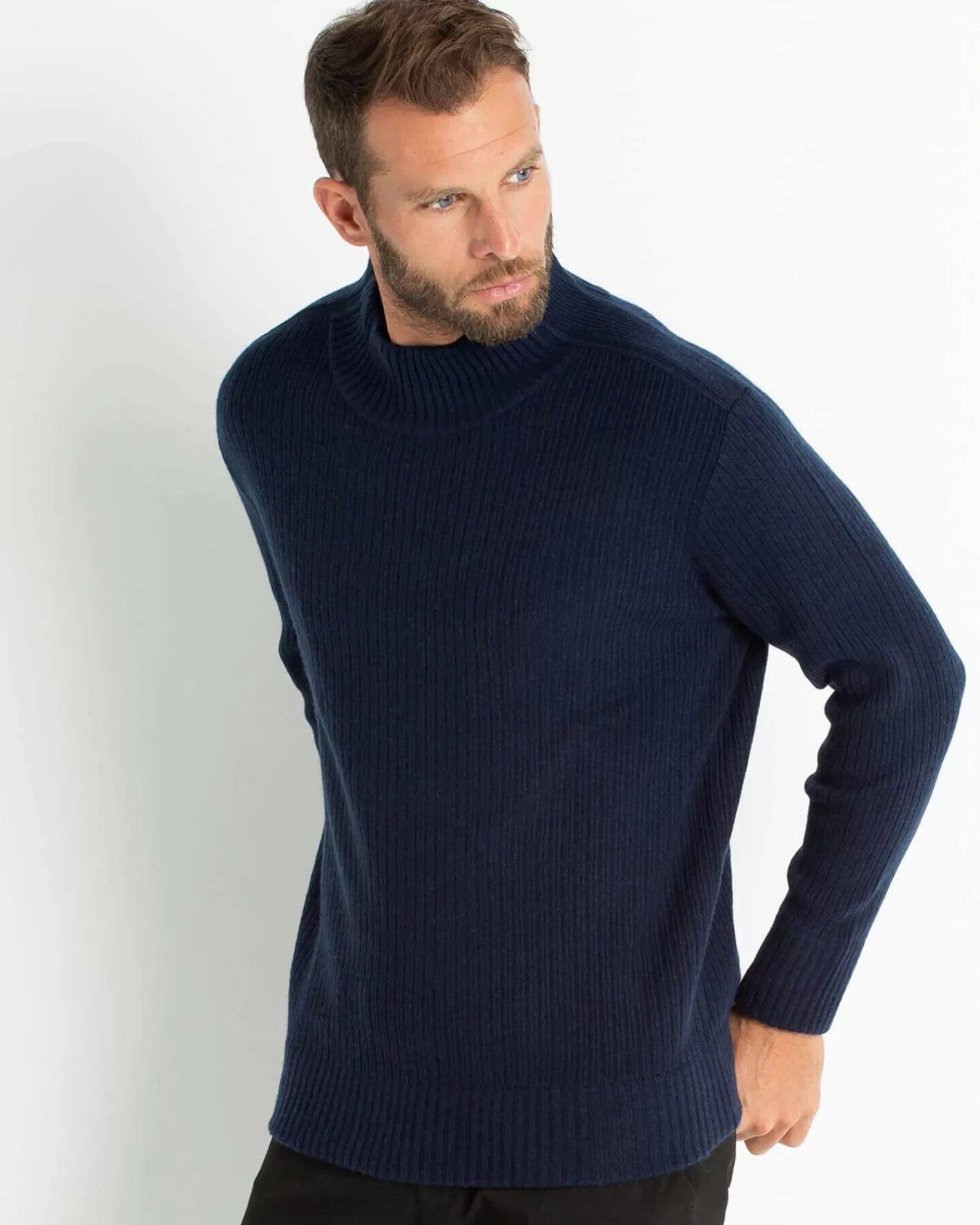 Kujten Sweaters & Sweatshirts>Long Sleeves Cashmere Sweater Bleu Marine Fonce