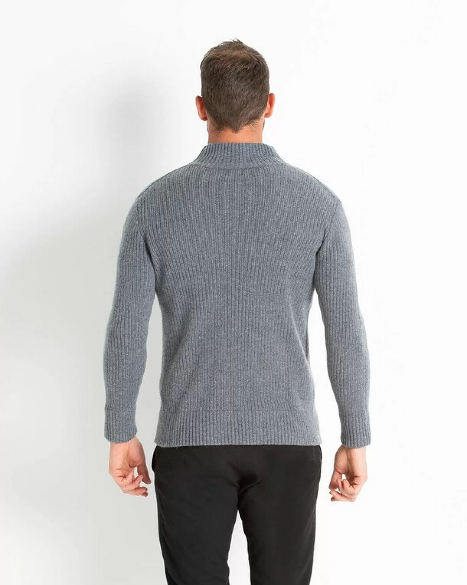 Kujten Sweaters & Sweatshirts>Long Sleeves Cashmere Sweater Gris Flanelle