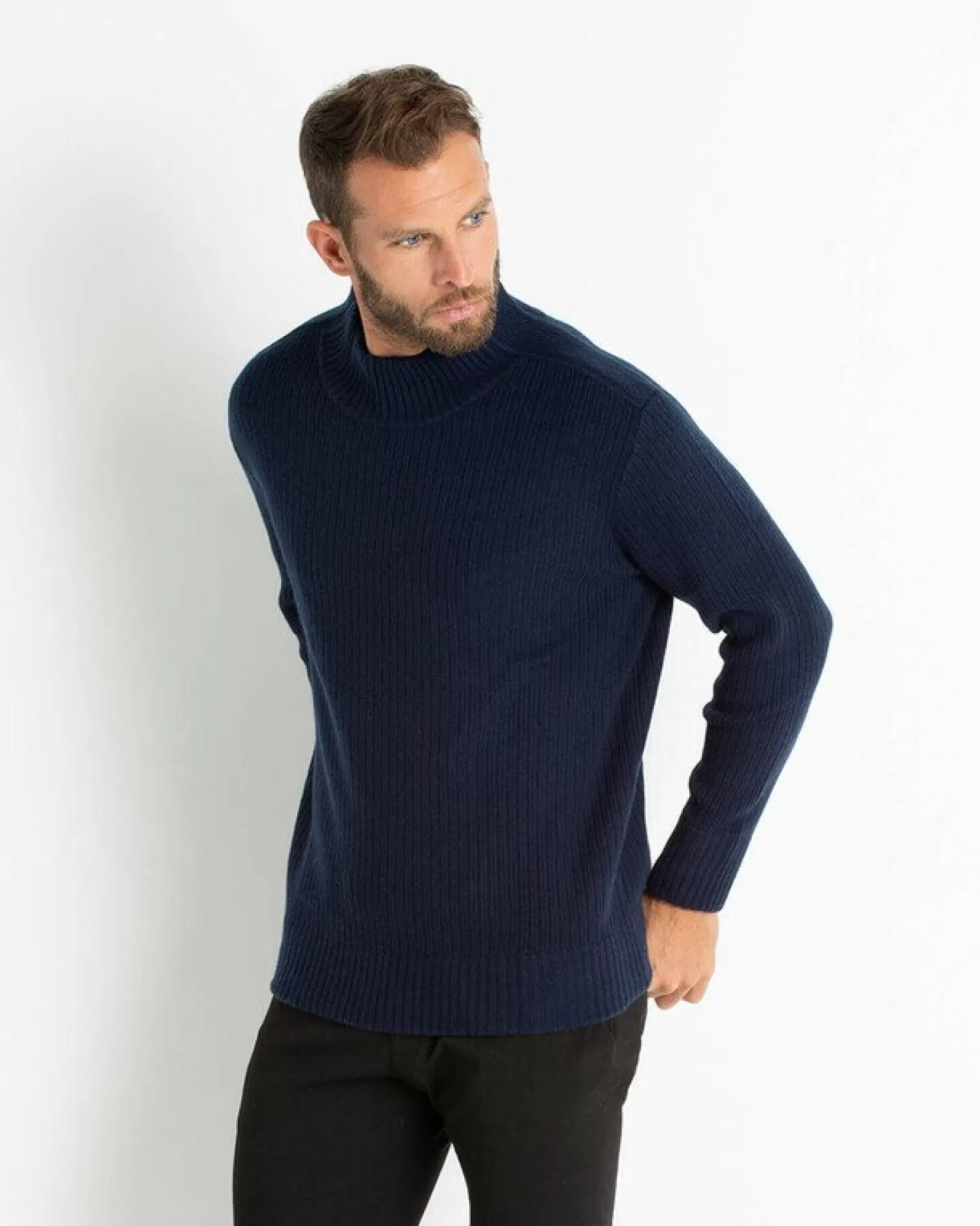 Kujten Sweaters & Sweatshirts>Long Sleeves Cashmere Sweater Bleu Marine Fonce