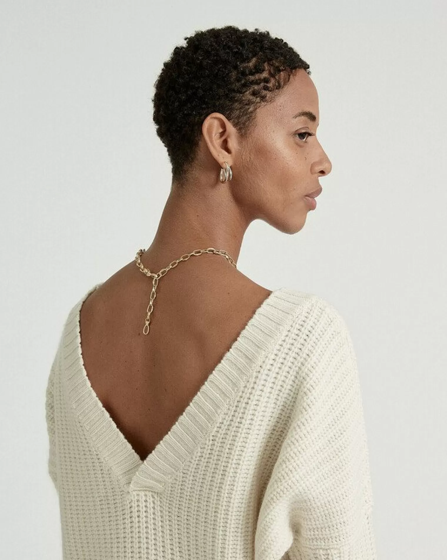 Kujten Sweaters & Sweatshirts>Long Sleeves V-Neck Cashmere Sweater Blanc