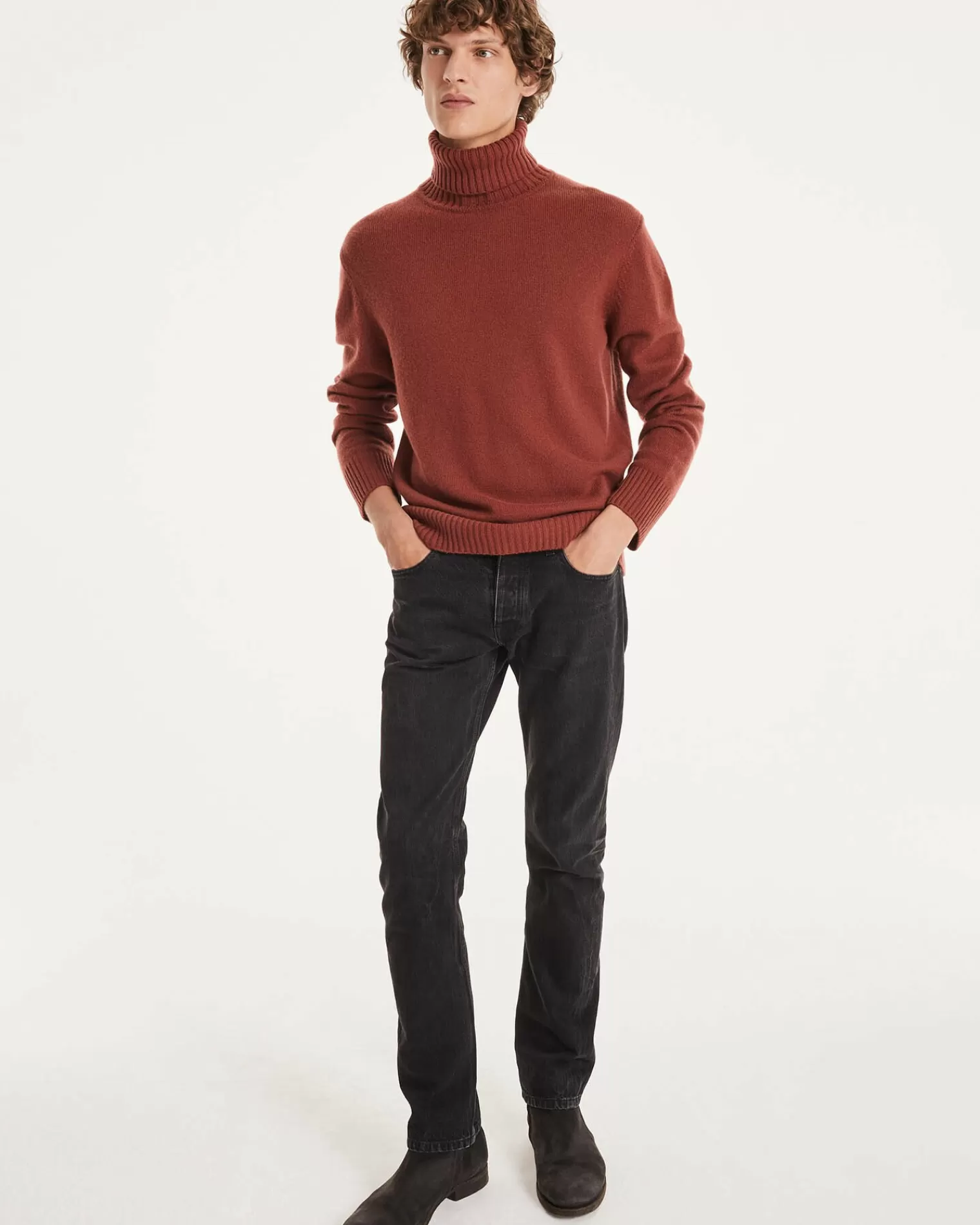 Kujten Sweaters & Sweatshirts>Long-Sleeved Turtleneck Cashmere Sweater Bordeaux Sienne