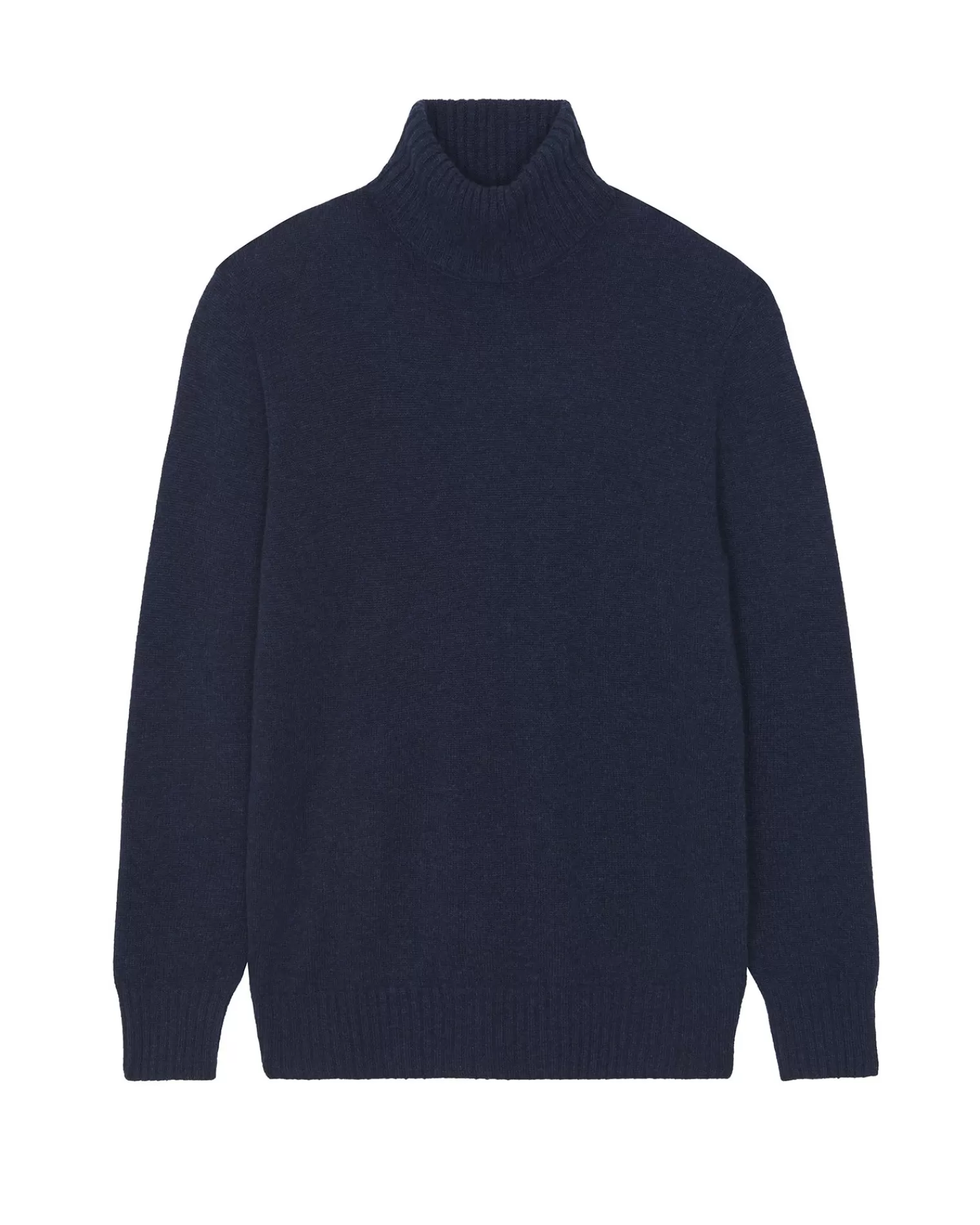 Kujten Sweaters & Sweatshirts>Long-Sleeved Turtleneck Cashmere Sweater Bleu Indigo Chine