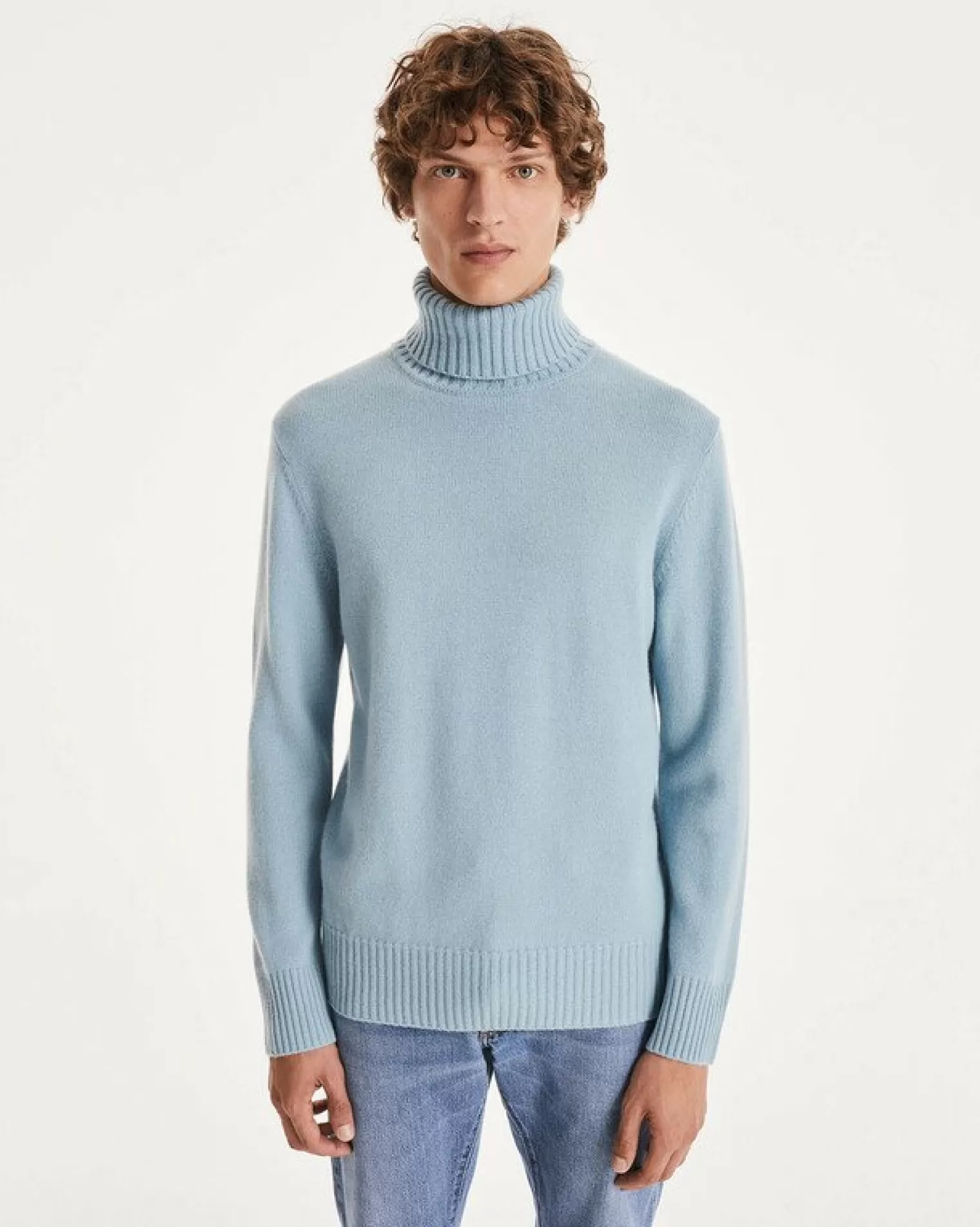 Kujten Sweaters & Sweatshirts>Long-Sleeved Turtleneck Cashmere Sweater Blue Ice