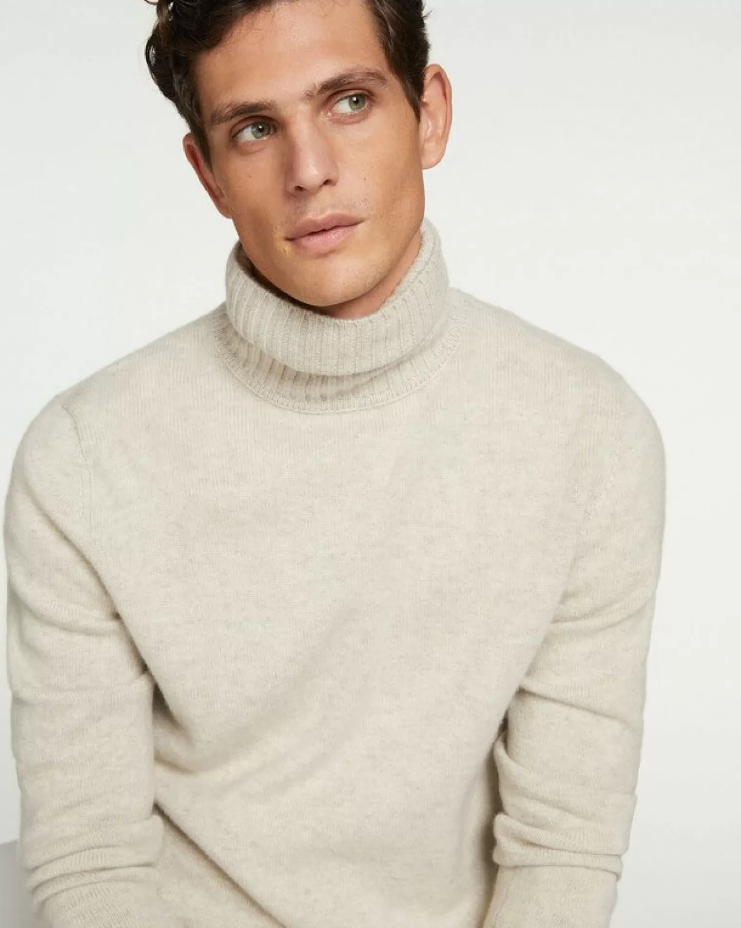 Kujten Sweaters & Sweatshirts>Long-Sleeved Turtleneck Cashmere Sweater, 4-Threads Avoine