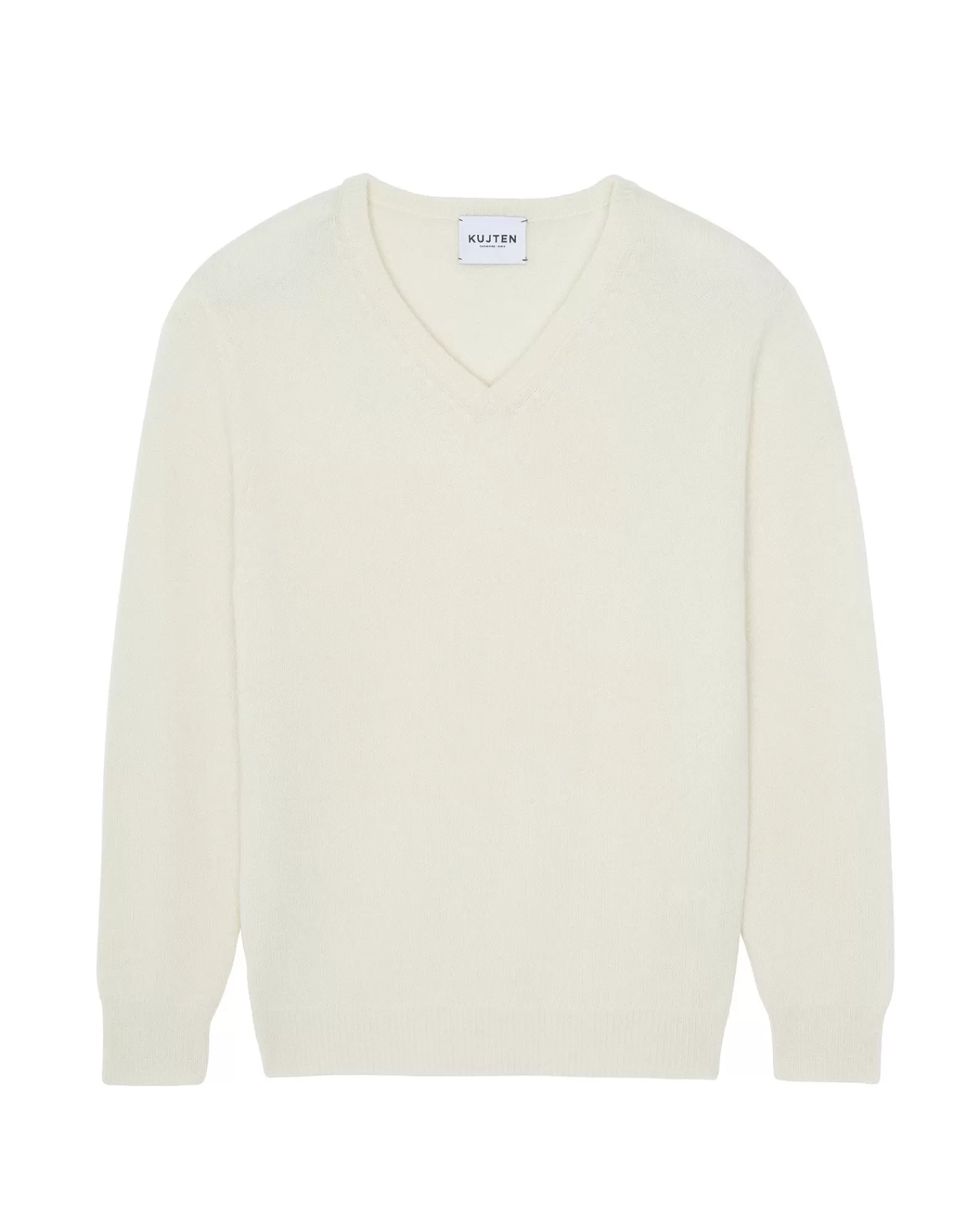 Kujten Sweaters & Sweatshirts>Long-Sleeved V-Neck Cashmere Sweater Blanc