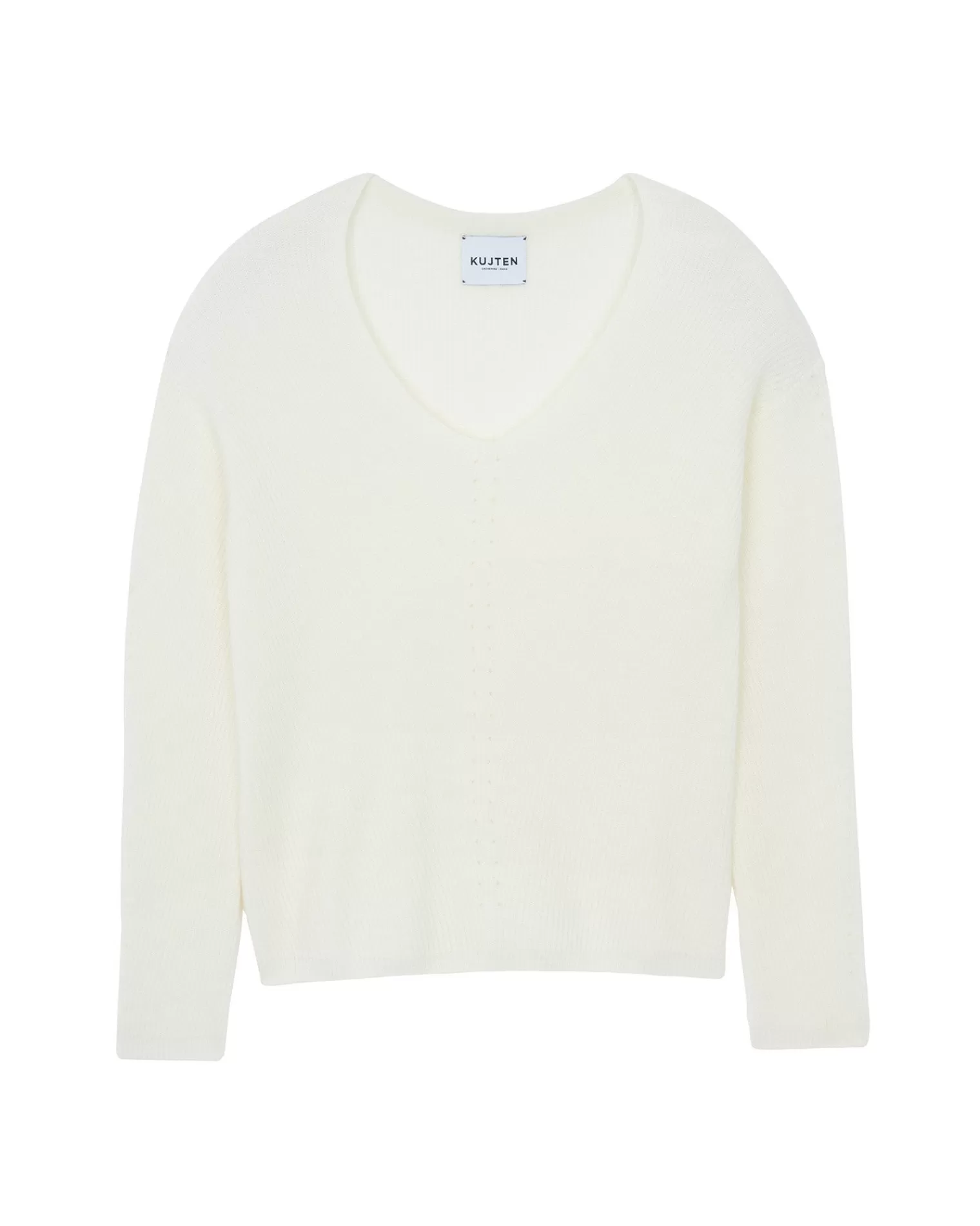 Kujten Sweaters & Sweatshirts>Long-Sleeved V-Neck Cashmere Sweater Blanc