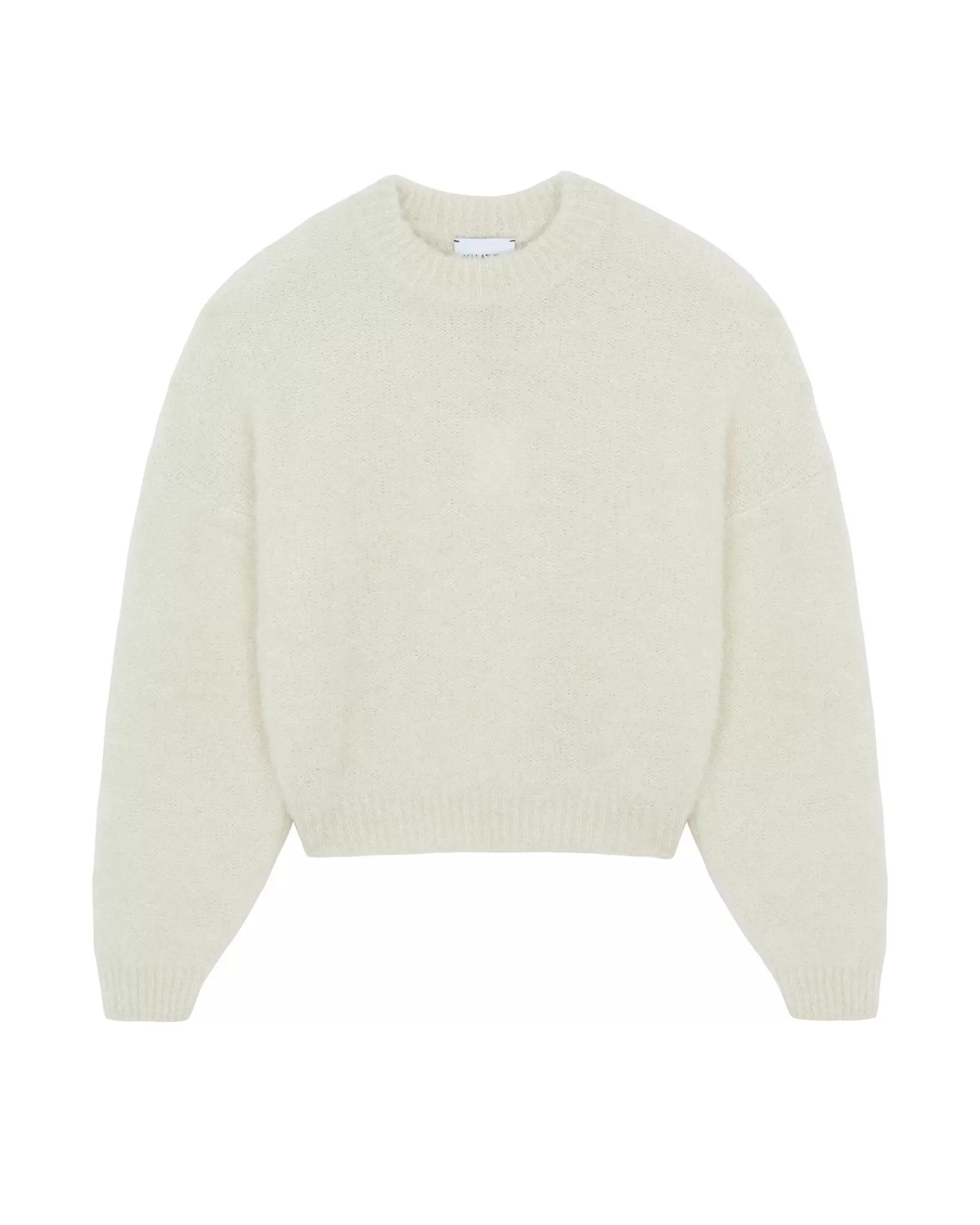 Kujten Sweaters & Sweatshirts>Loop Jersey Round Neck Cashmere Sweater, 2-Threads Blanc