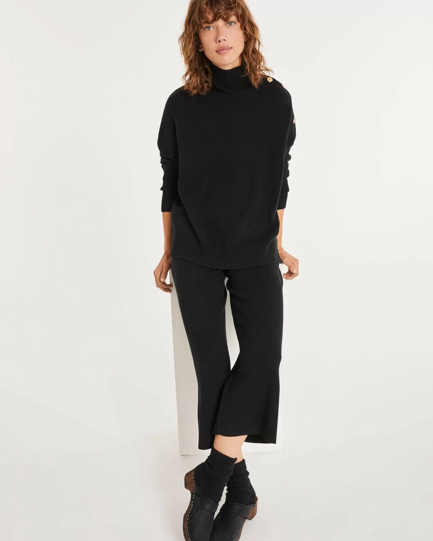 Kujten Pants & Shorts>Loose Fitting Cashmere Trousers Noir