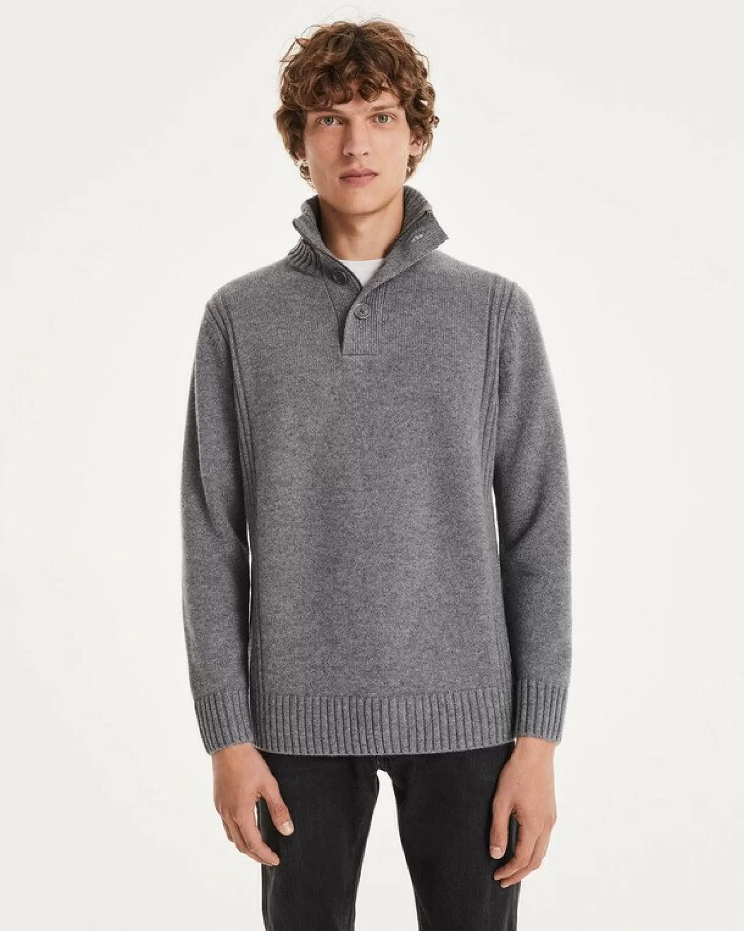 Kujten Sweaters & Sweatshirts>Man Cashmere Trucker Sweater Gris Flanelle