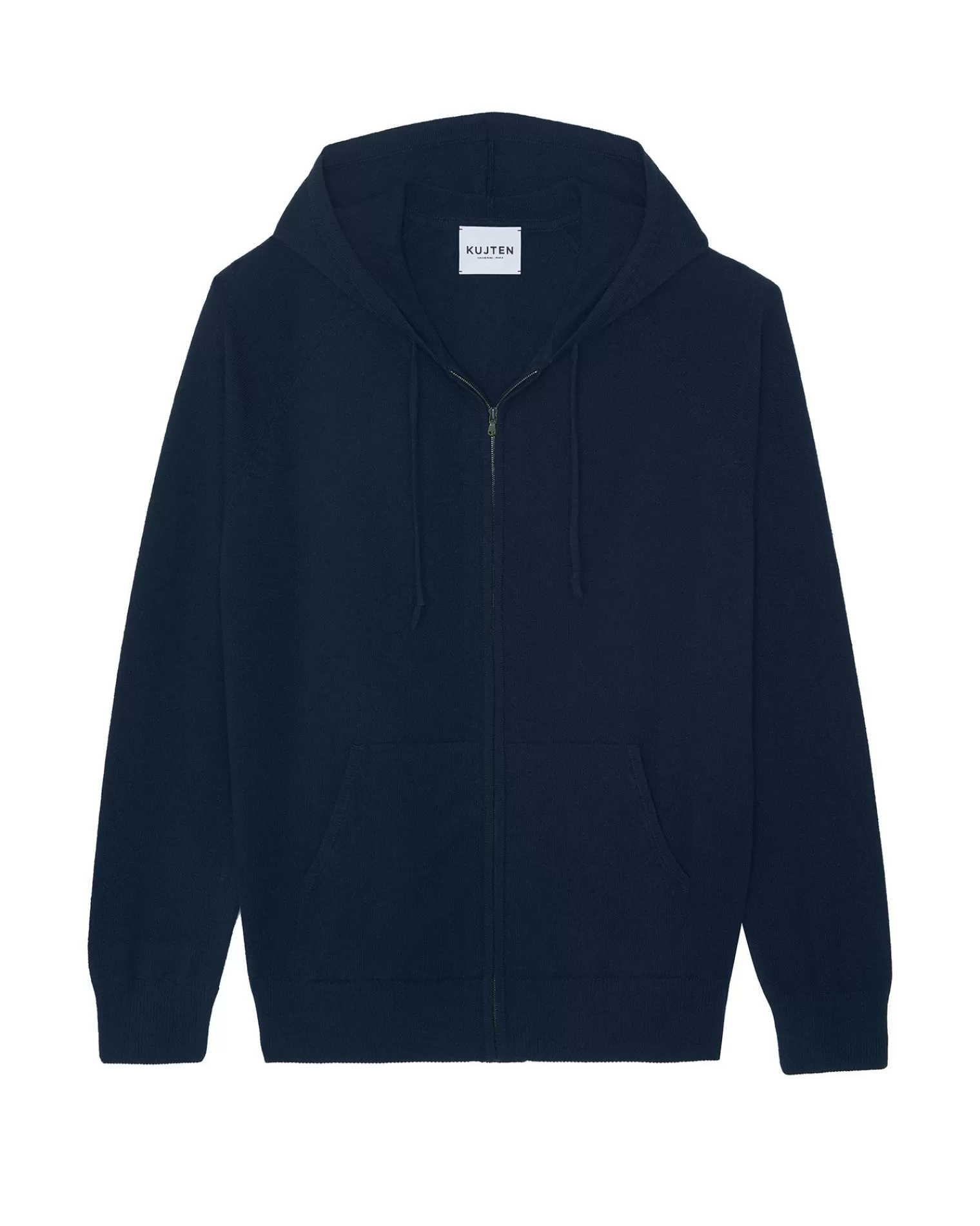 Kujten Hoodies>Man Hooded Zipped Cashmere Vest Bleu Marine